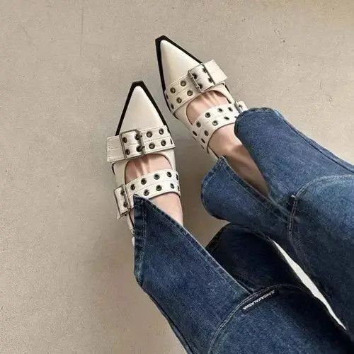 Japanese Brand Shoes with a strap on the heel, women's punk style Size US 8 / IT 38 - 1 Thumbnail