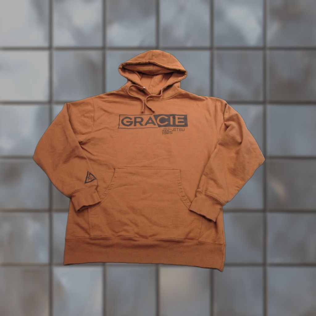 Vintage Gracie Jiu-Jitsu Hoodie Mens Medium Brown Pullover Kangaroo Pocket Made in USA Size US M / EU 48-50 / 2 - 1 Thumbnail
