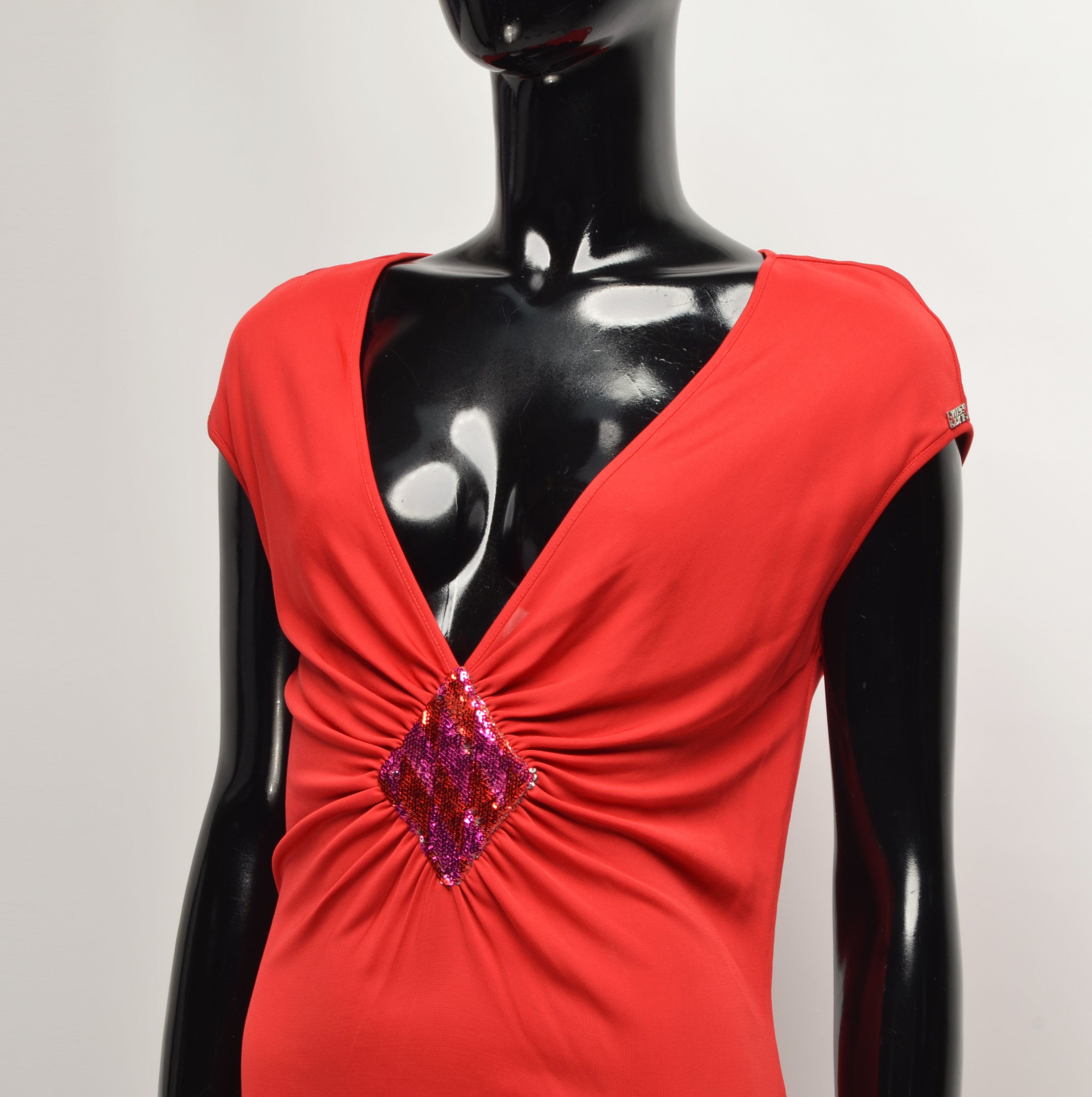 Miss sixty Y2K Glam Coquette Deep V-Neck Dress