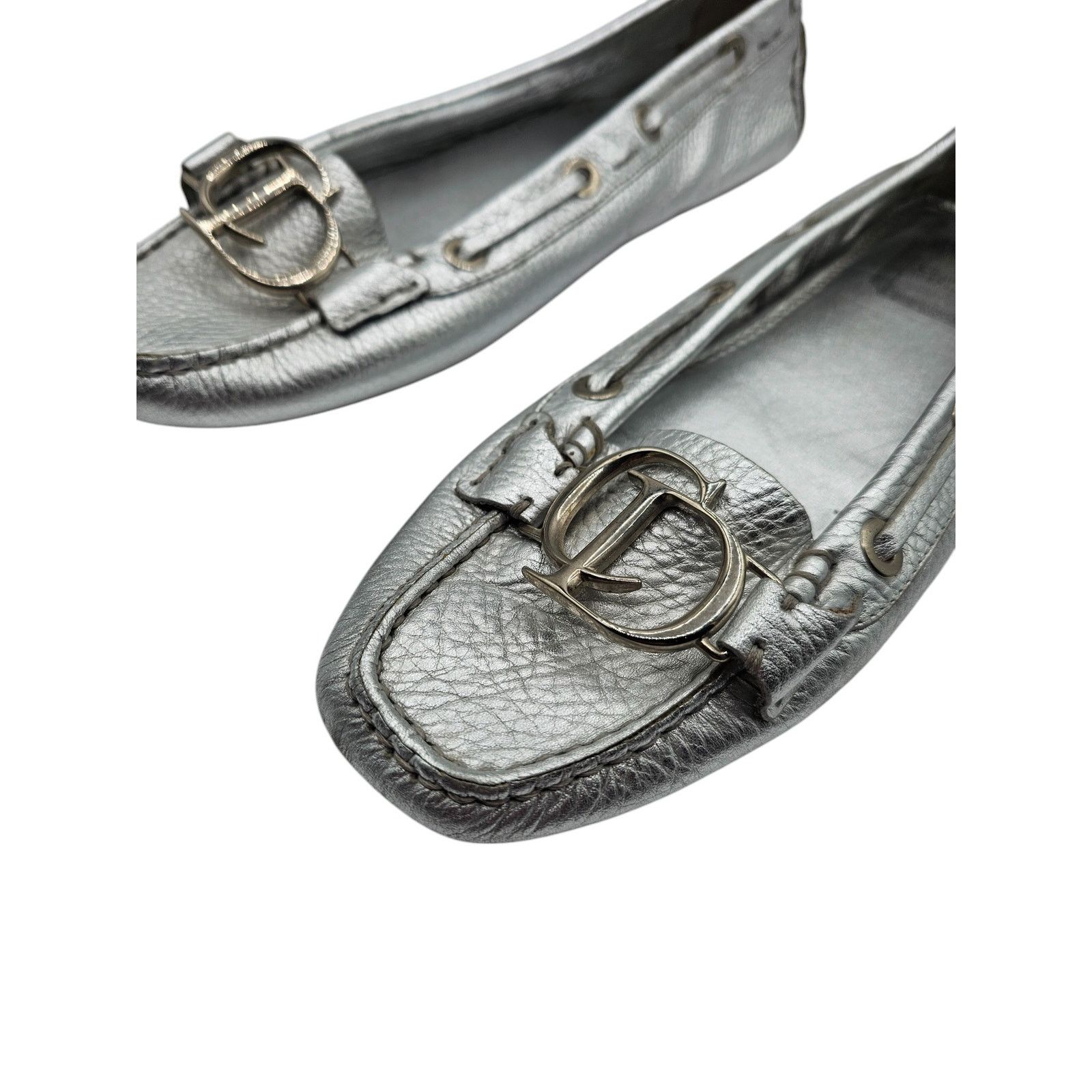 Dior Christian Dior Silver Leather Slip On Driving Loafers Sz 39 Size US 9 / IT 39 - 3 Thumbnail