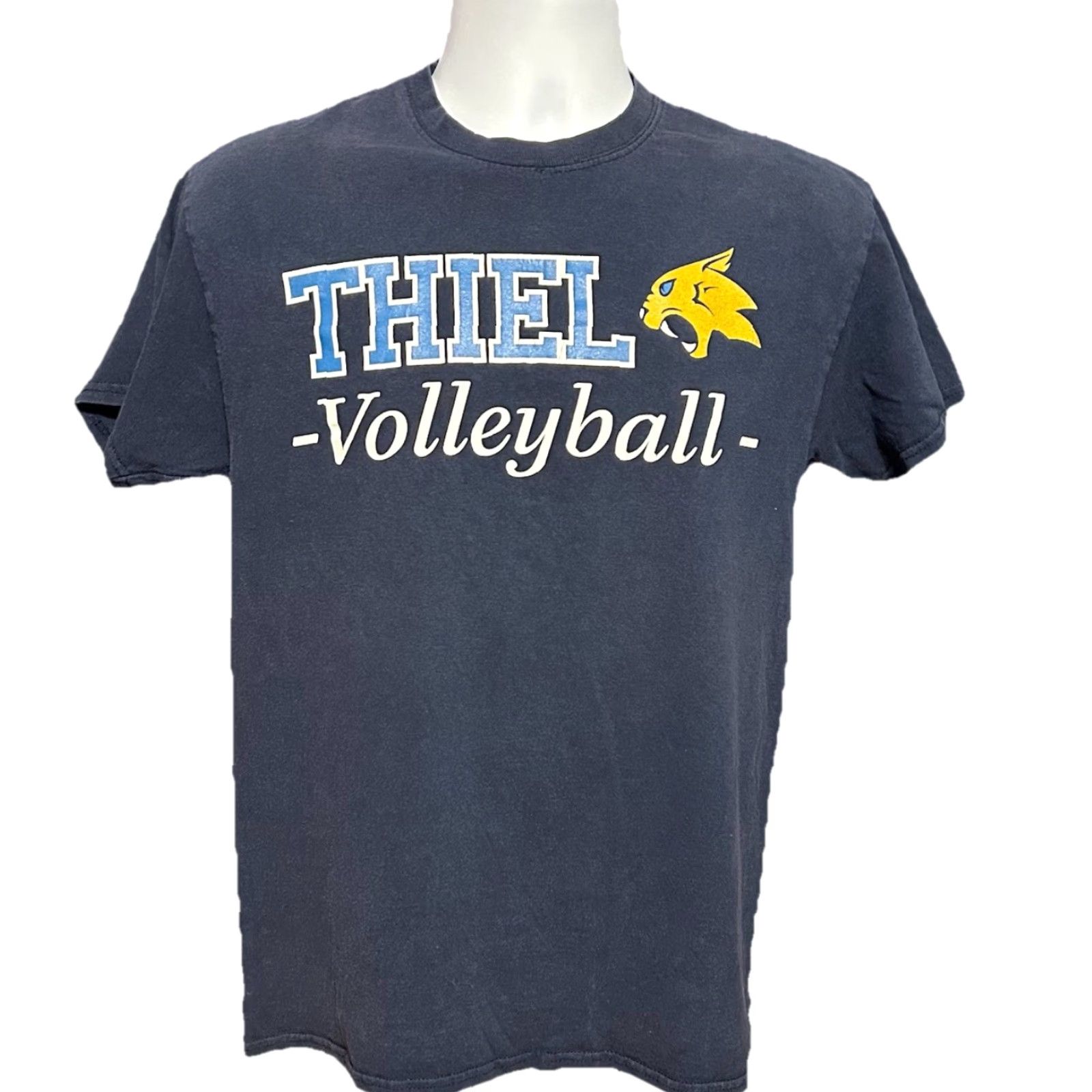 Vintage Thiel College Volleyball Shirt Men Medium Navy Blue Short Sleeve Crew Neck Logo Graphic Print College Sports 2010s Mens Size US M / EU 48-50 / 2 - 2 Thumbnail