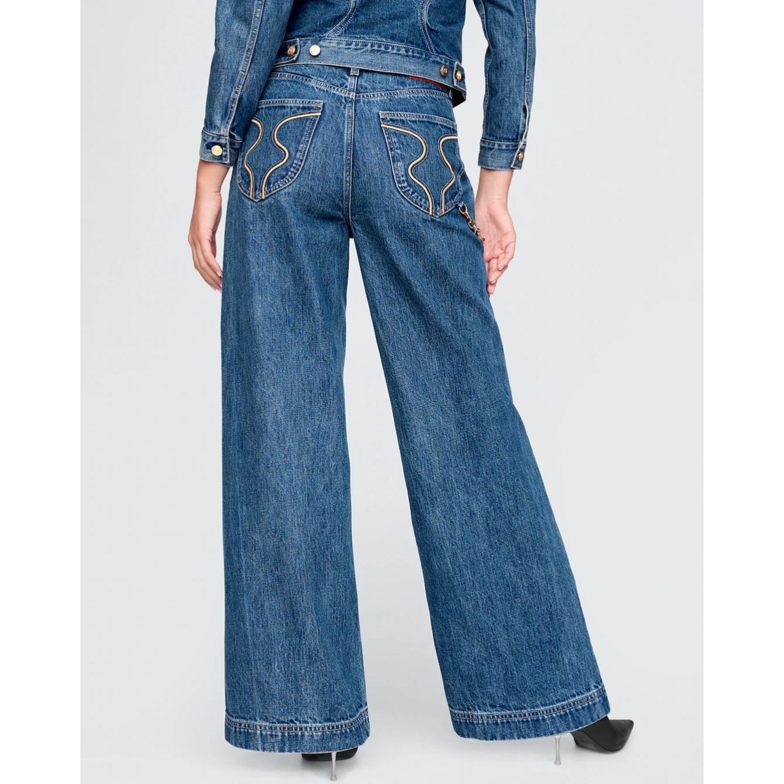 Cult Gaia Gap × Cult Gaia High Rise Stride Chain Jeans/ 25 /NWT Size 25" / US 0 / IT 36 - 3 Thumbnail