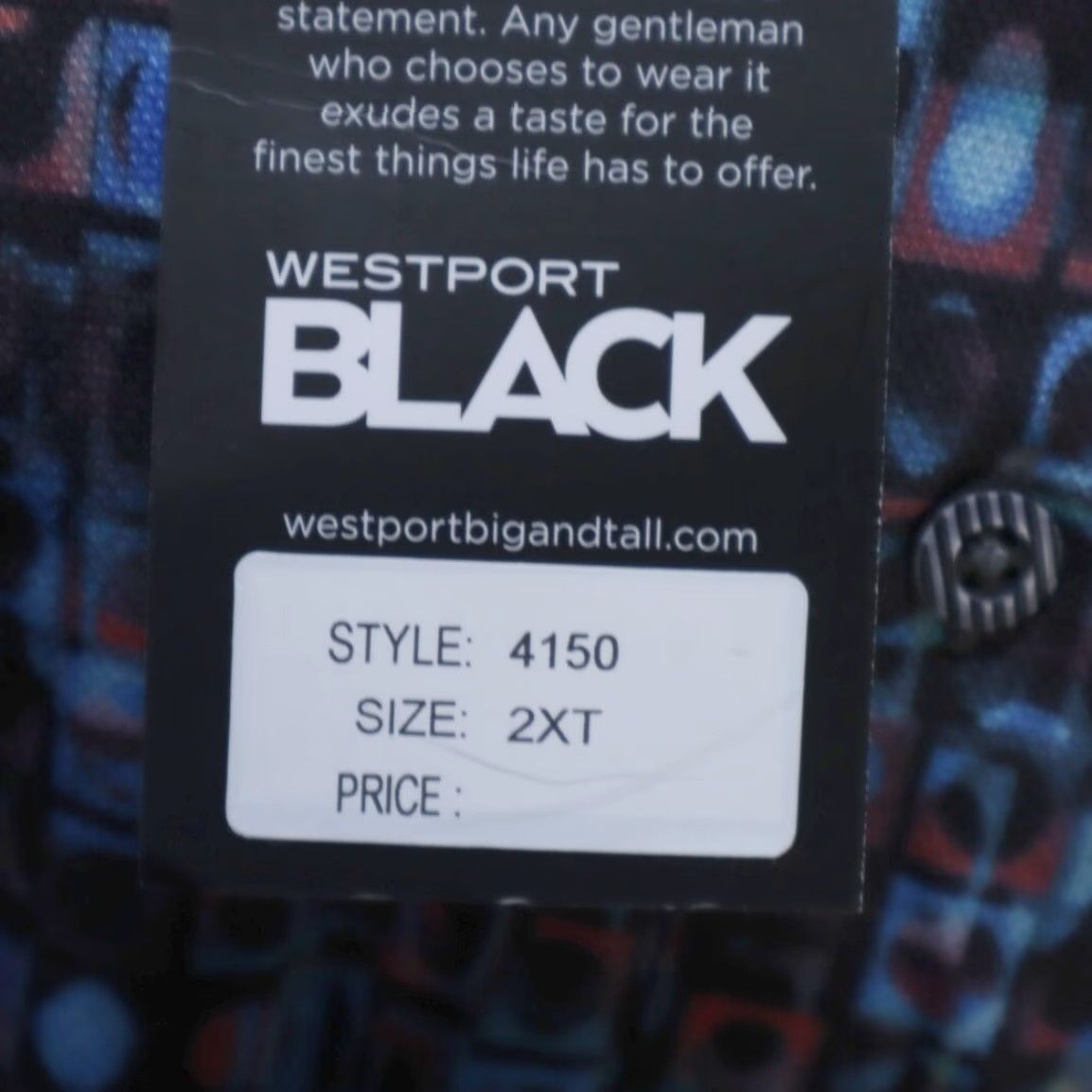 Westport Black Visconti Jersey All Over Print Long Sleeve Button Up Shirt Men's 2XT