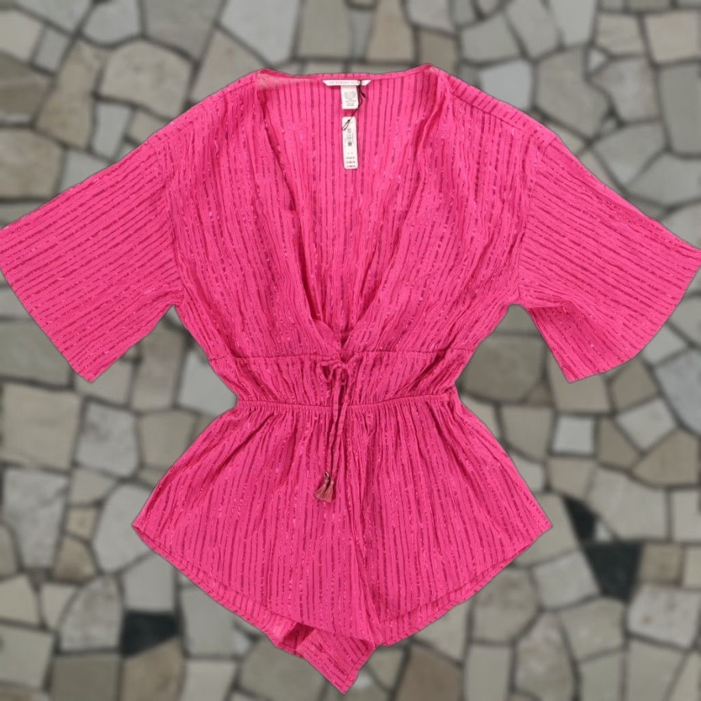Victoria's Secret VINTAGE Victoria's Secret Lace Sheer Robe Solid V-Neck Tank Top Pink Women's S Size ONE SIZE - 1 Thumbnail