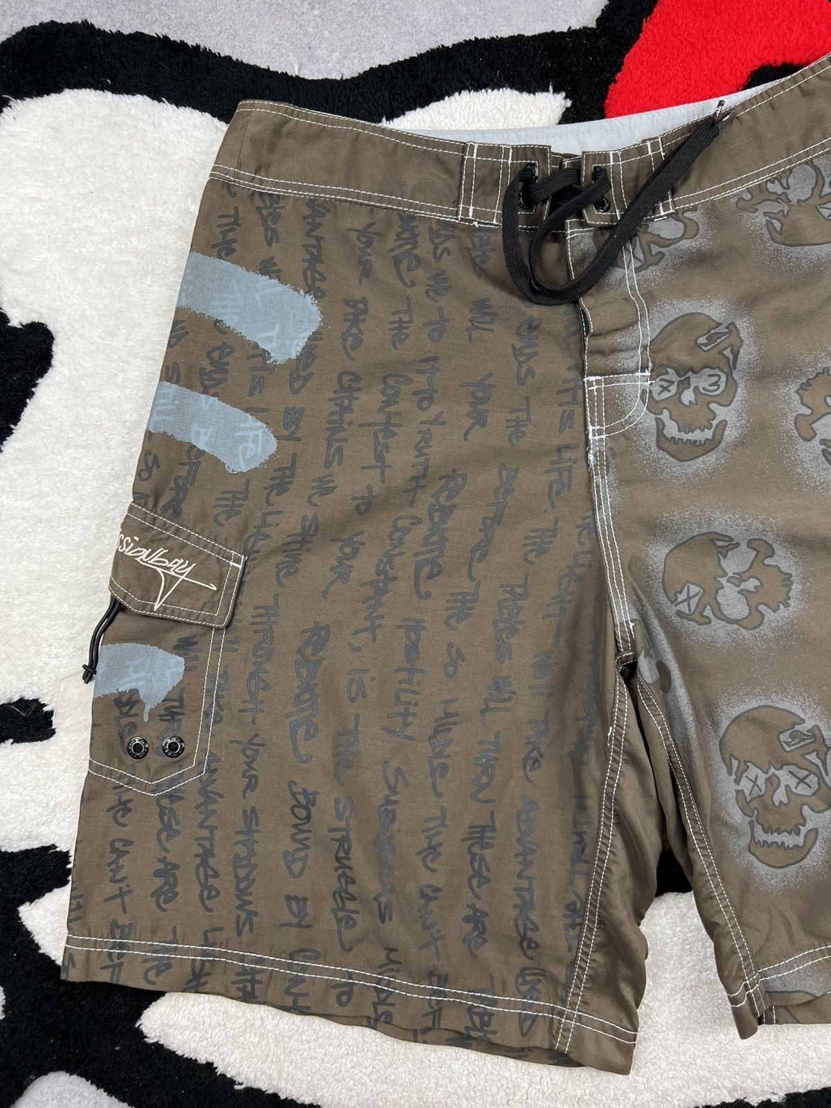 Vintage Vintage Missionbay Surf Life Skulls Gothic Nylon Y2K Shorts Size US 36 / EU 52 - 2 Thumbnail