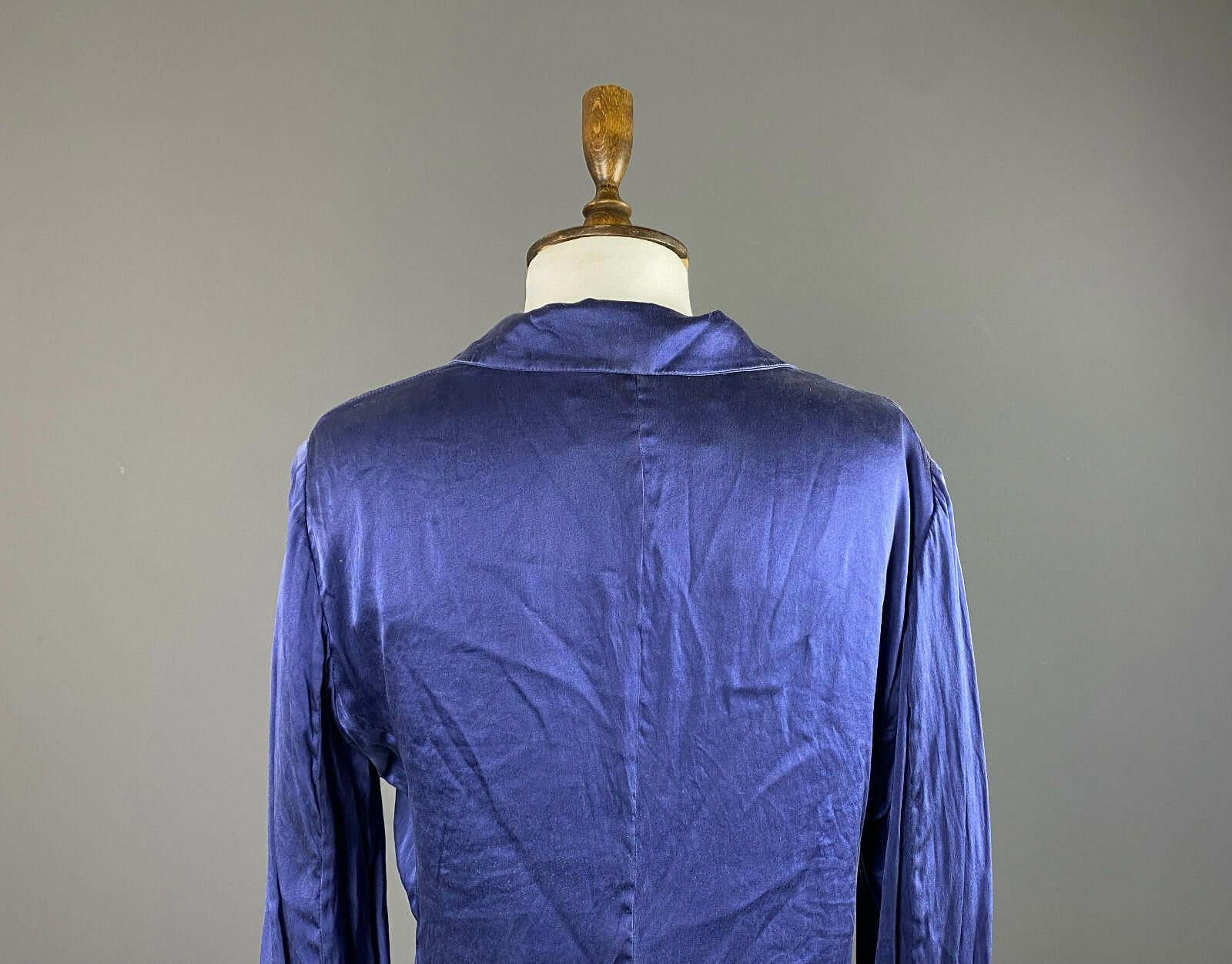 Designer Onorati Blue Silk Button Down Long Sleeve Shirt Size M Size M / US 6-8 / IT 42-44 - 5 Thumbnail