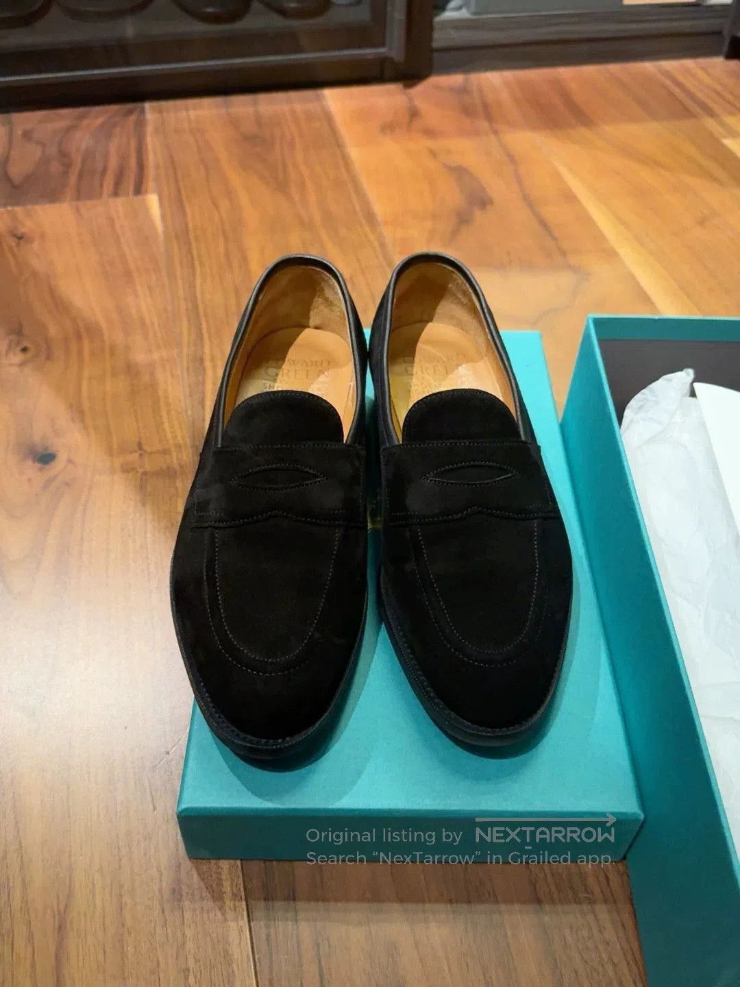 Edward Green Black Suede Slip-On Loafers. Size US 6.5 / EU 39-40 - 2 Thumbnail