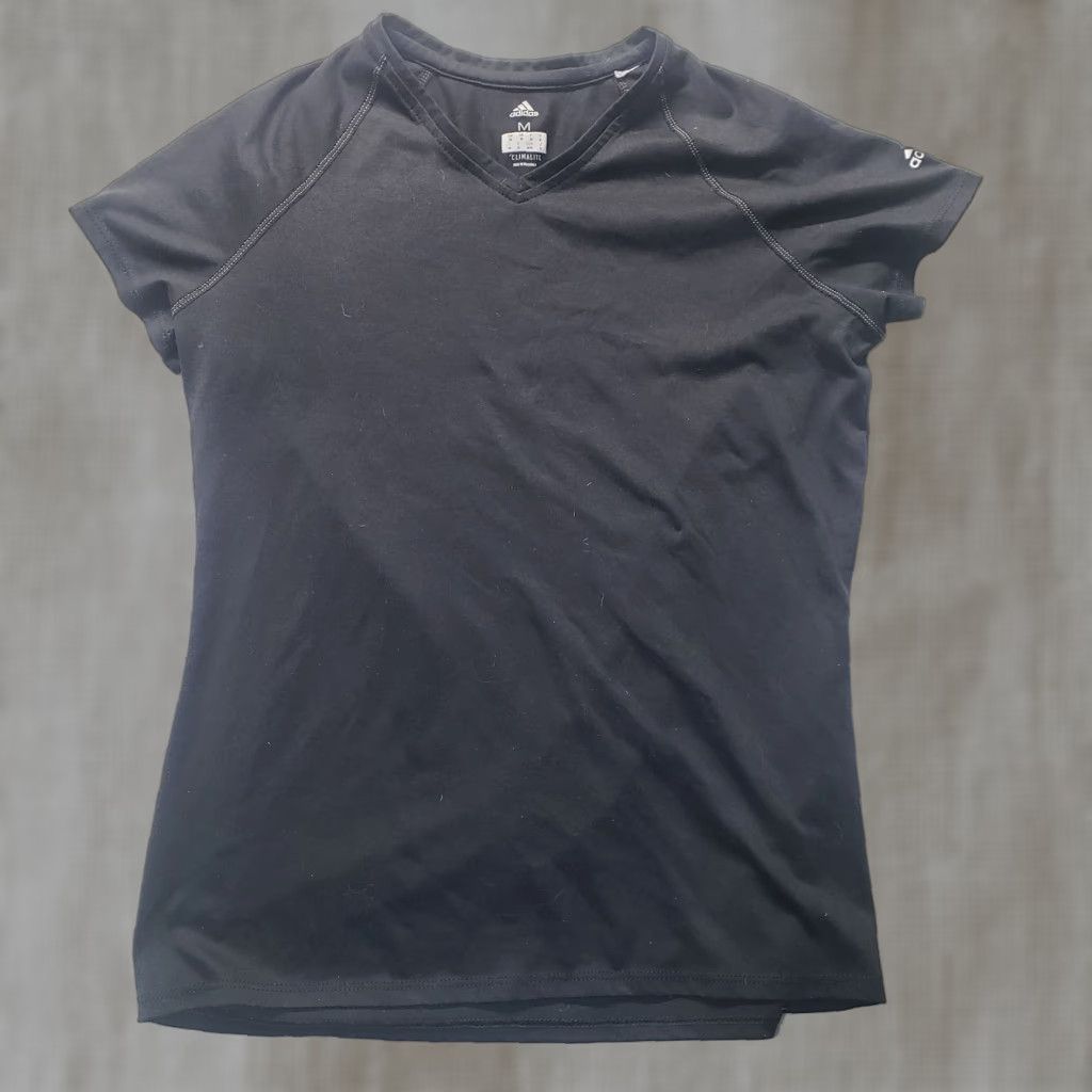Adidas Adidas Black T-Shirt Climalite V-Neck Activewear Top Adult Women's S Small Size S / US 4 / IT 40 - 1 Thumbnail