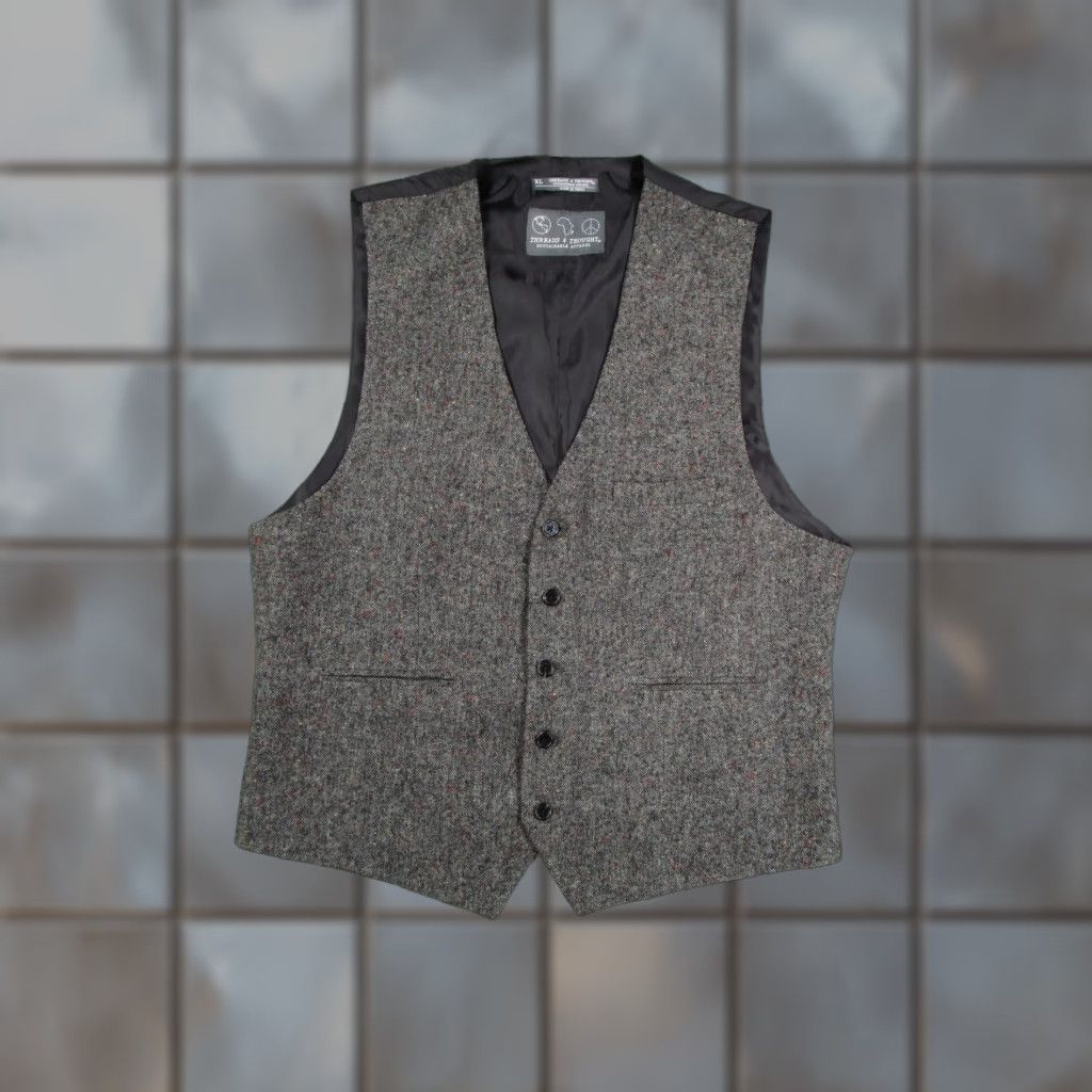 Threads 4 Thought Threads 4 Thought Vest Mens XL Gray Wool Blend Button Up Adjustable Waistcoat Size US XL / EU 56 / 4 - 1 Thumbnail