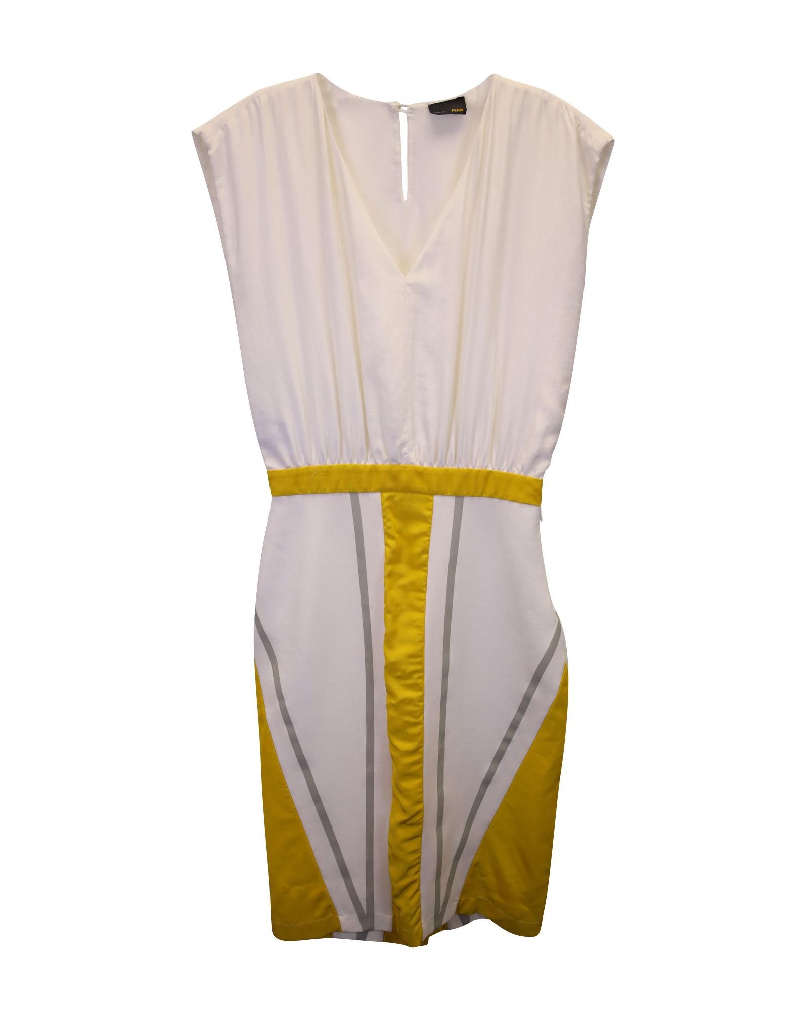 image of White Sleeveless Viscose Dress By Fendi, Women's (Size Small)