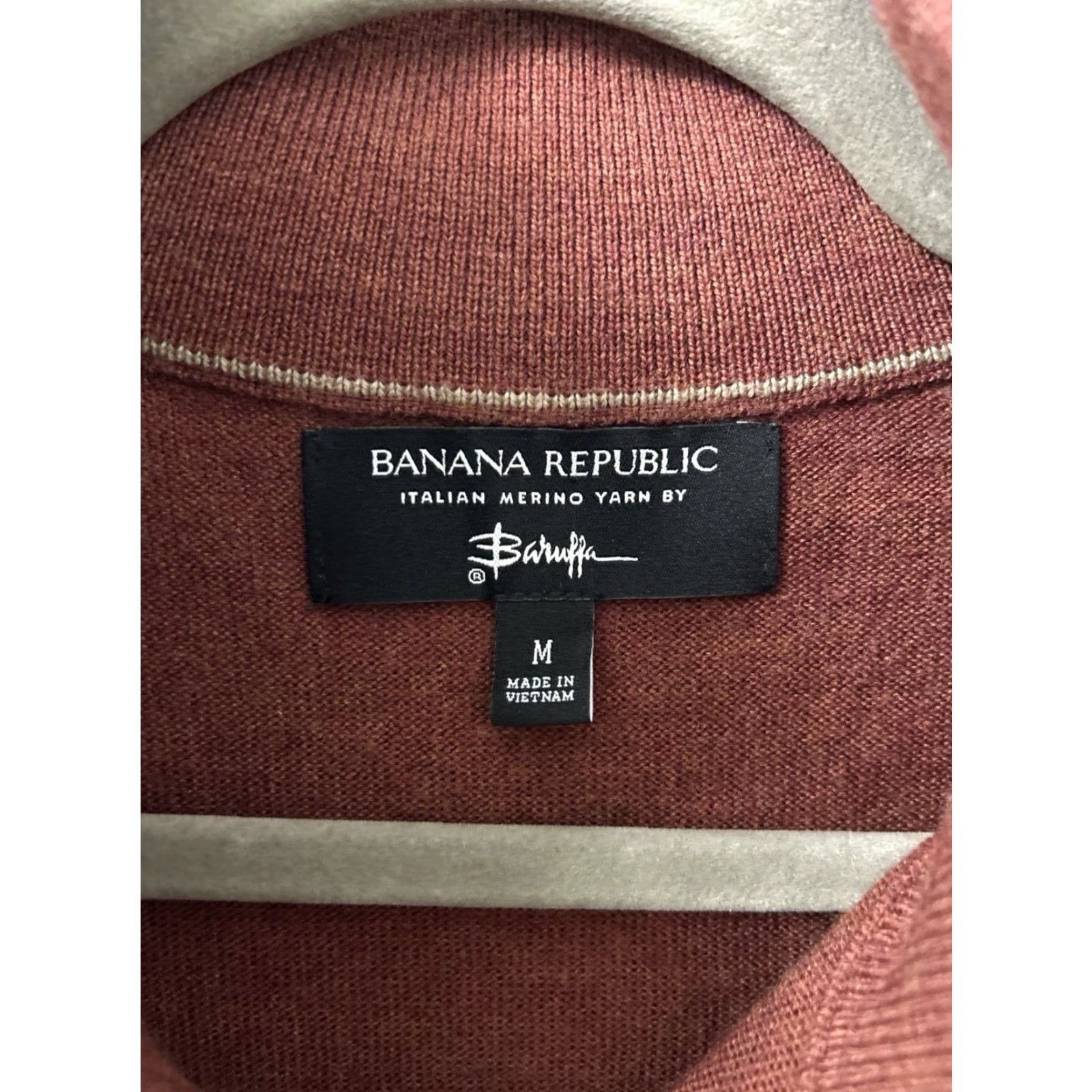 Banana Republic Banana Republic Sweater Mens Medium Orange Baruffa 100% Merino Wool 1/4 Zip L/S Size US M / EU 48-50 / 2 - 6 Thumbnail