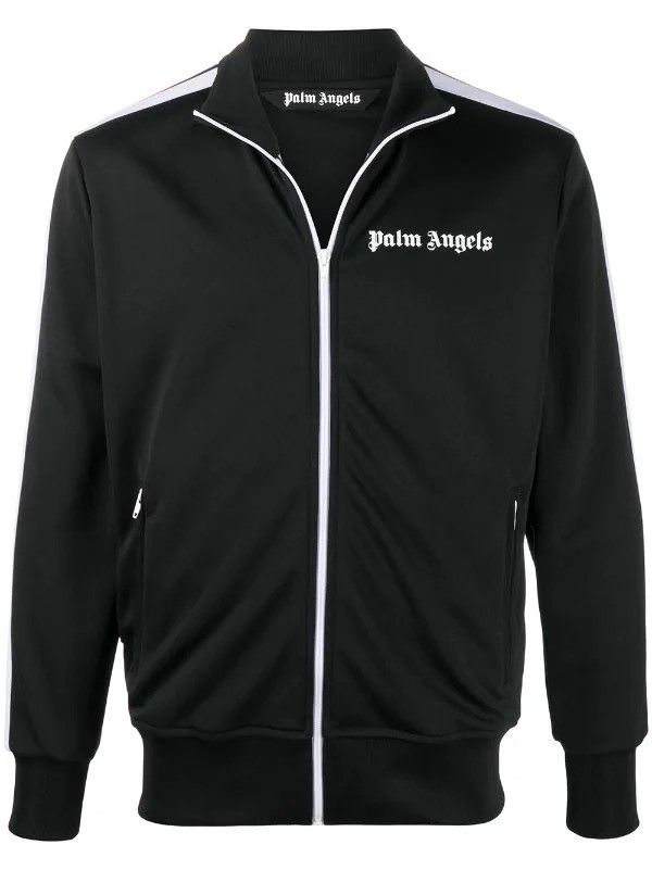 image of Palm Angels Chest Logo-Print Track Jacket in Black, Men's (Size Small)