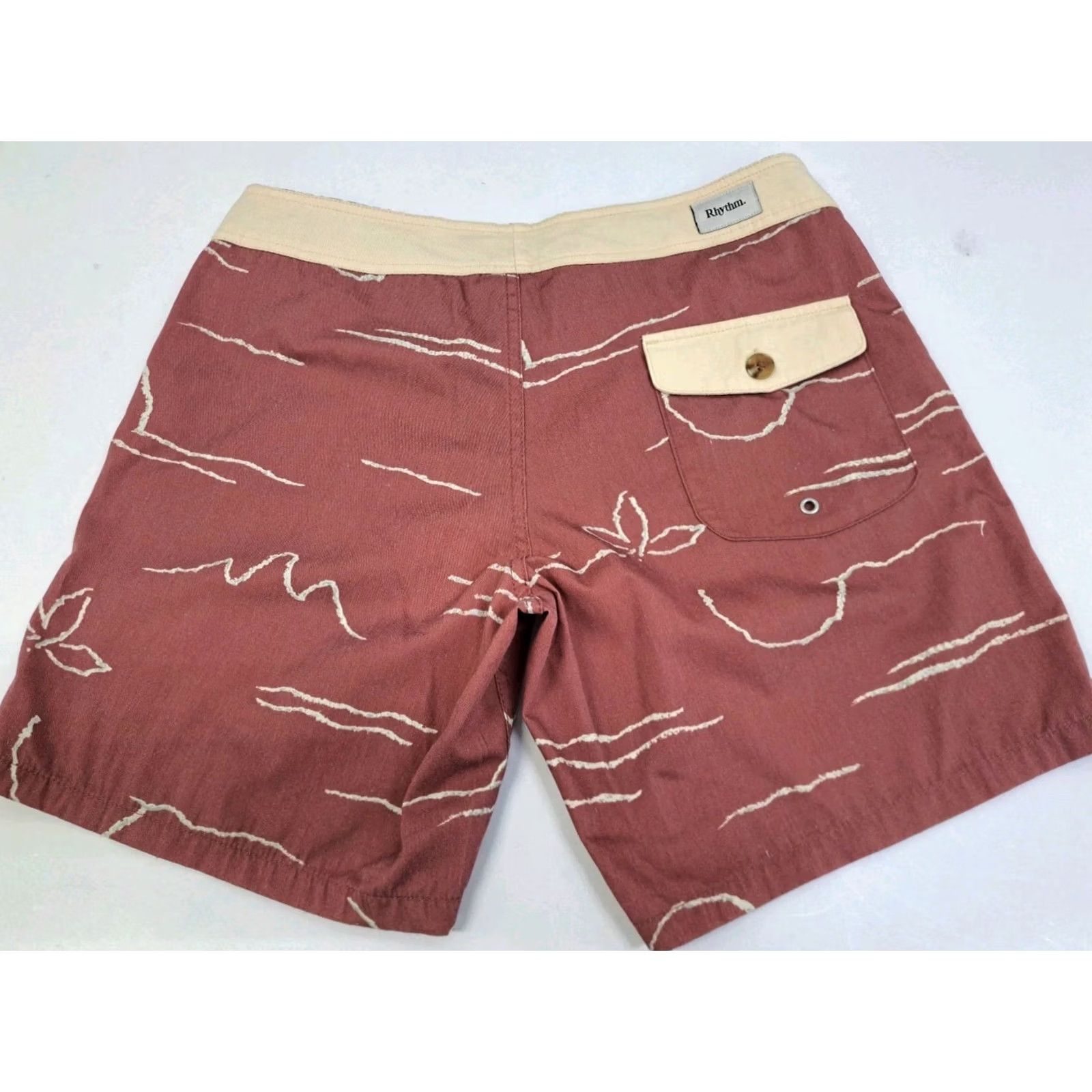 Vintage Rythym Men's Boardshorts Rustic 32 Back Pocket Drawstring 7in Regular Beach Casual Surf Shorts Size ONE SIZE - 3 Thumbnail