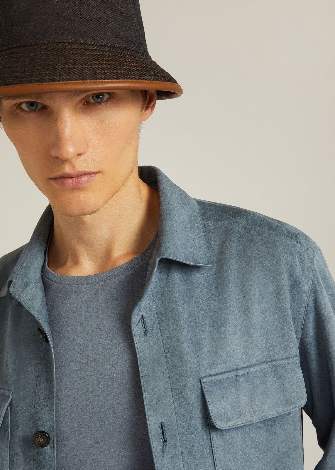 Loro Piana o1srvl11e0924 Suede Overshirt in Blue Size US S / EU 44-46 / 1 - 6 Thumbnail