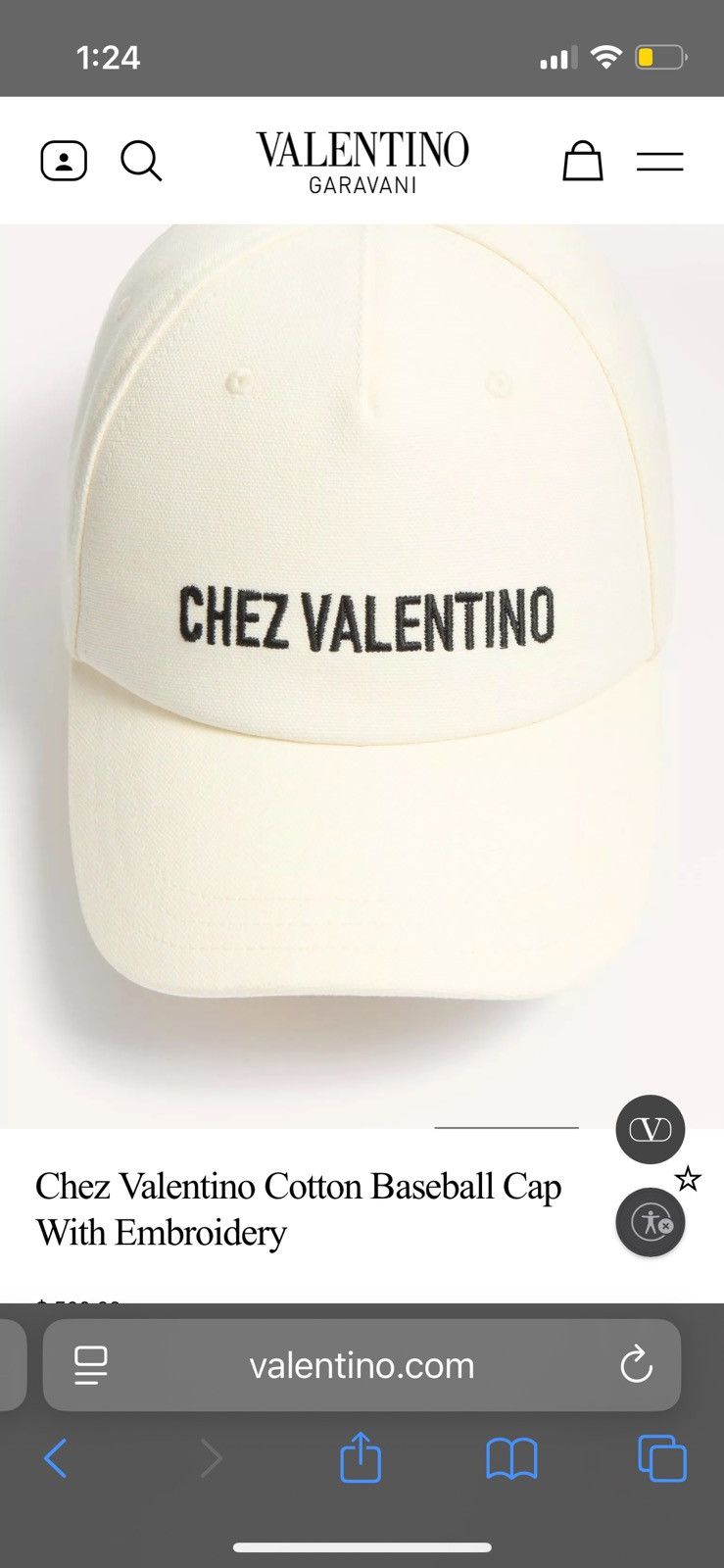 Valentino Chez Valentino Cotton Baseball Cap Size ONE SIZE - 4 Thumbnail