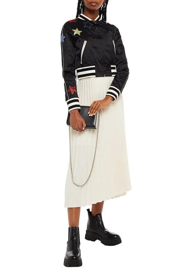 Valentino o1y0226 Bomber Jacket in Black/White Size M / US 6-8 / IT 42-44 - 2 Thumbnail
