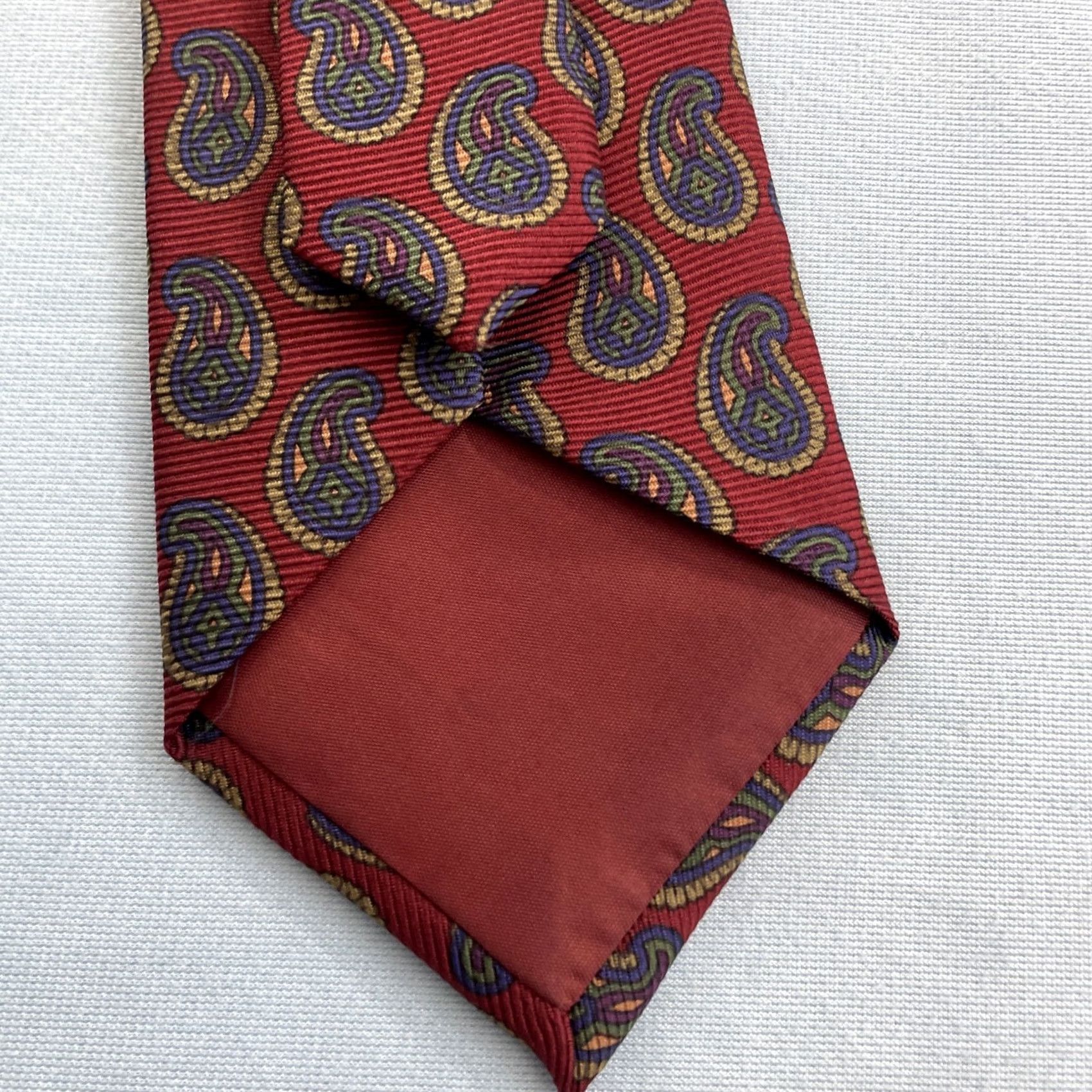 Nordstrom VINTAGE Gitman Bros Tie Silk Paisley Teardrop Red 3.5x56 Men Wide USA N/A Size ONE SIZE - 6 Thumbnail