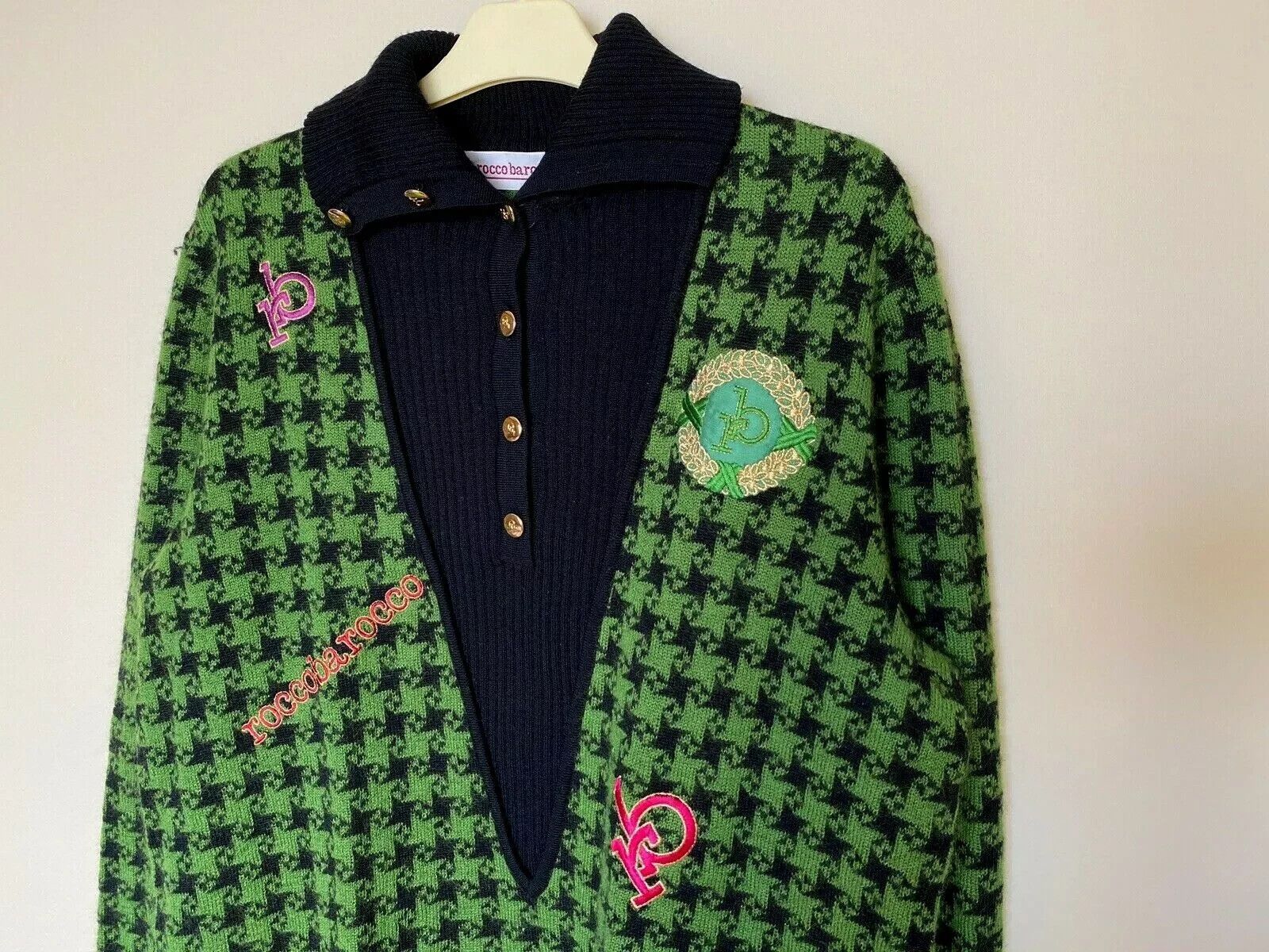Other VINTAGE 90s ROCCO BAROCCO WOOL SWEATER WOMENS EMBROIDERED Size L / US 10 / IT 46 - 2 Thumbnail