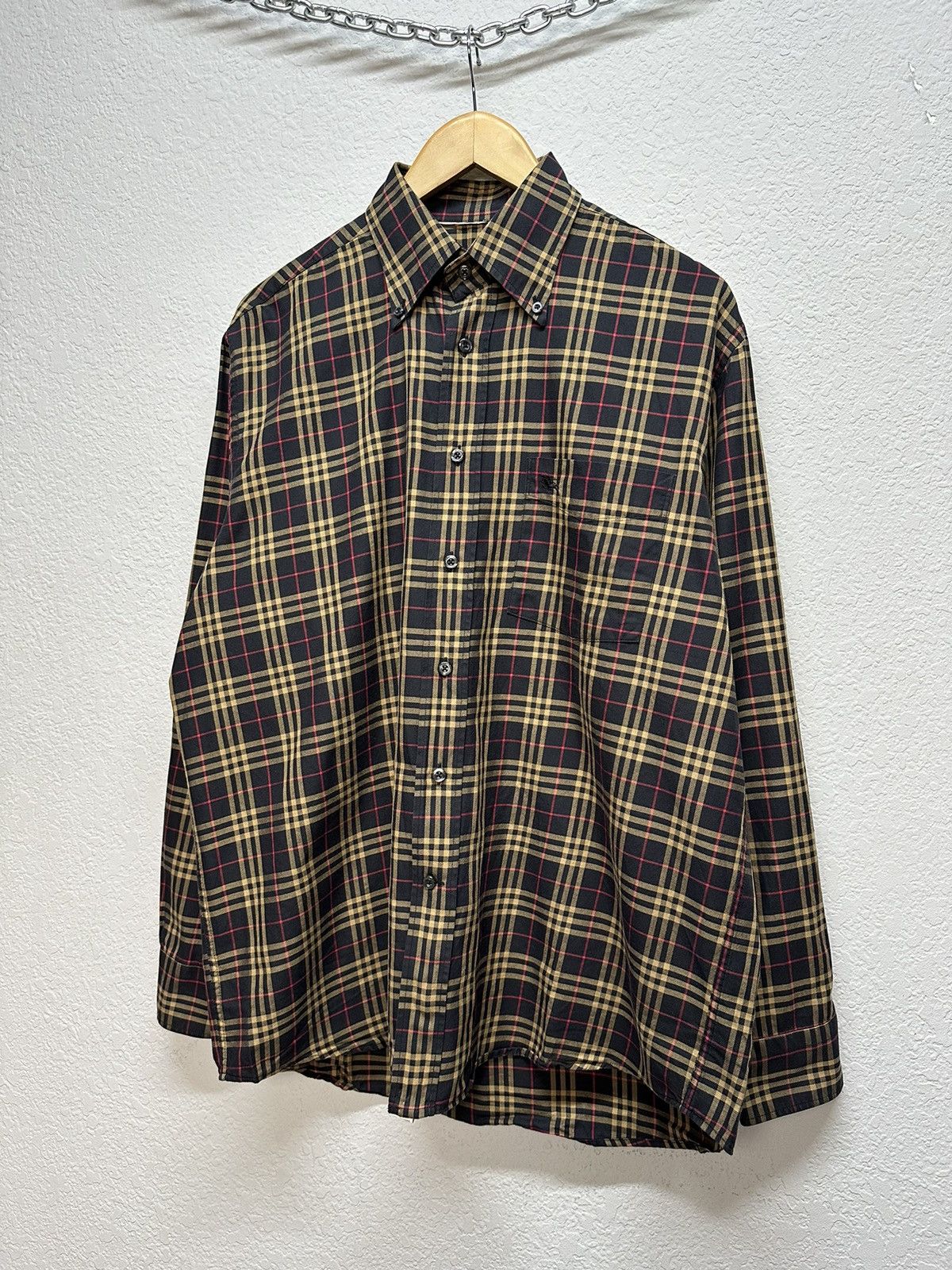 Burberry × Vintage Vintage Burberry Nova Check Cotton Shirt Button Up Archival Size US L / EU 52-54 / 3 - 3 Thumbnail