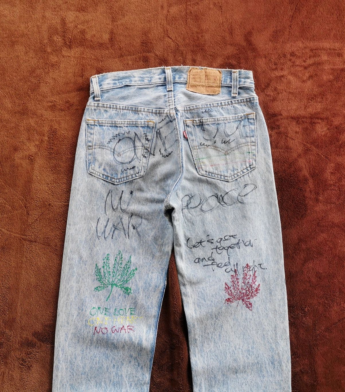 Levi's 90s Vintage Levis 501 Bob Marley Hitomi Handmade Denim Jeans Size US 28 / EU 44 - 6 Thumbnail