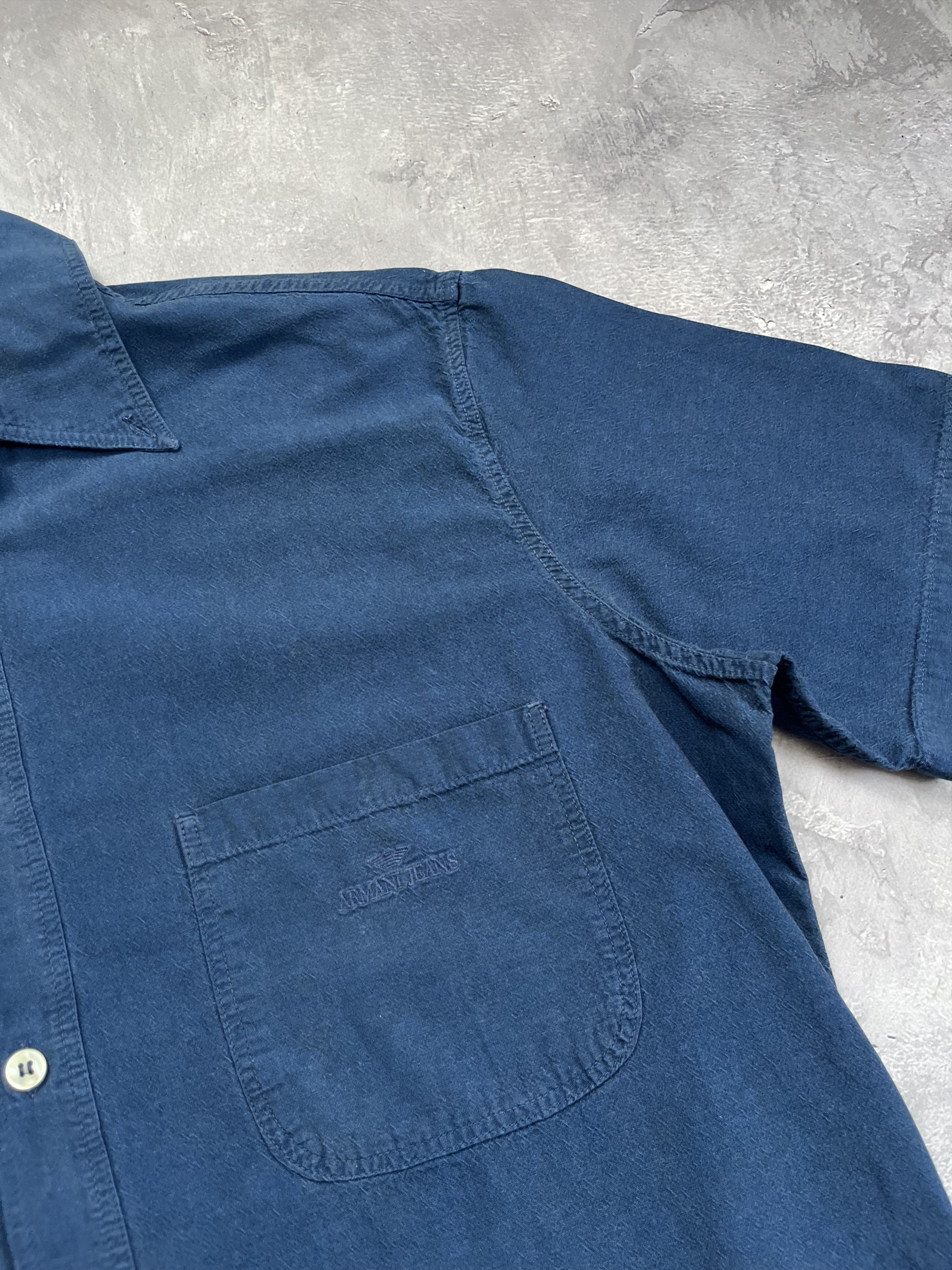 Giorgio Armani Vintage Armani Jeans Men's Pocket Blue Button-Down Shirt XL Size US XL / EU 56 / 4 - 2 Thumbnail