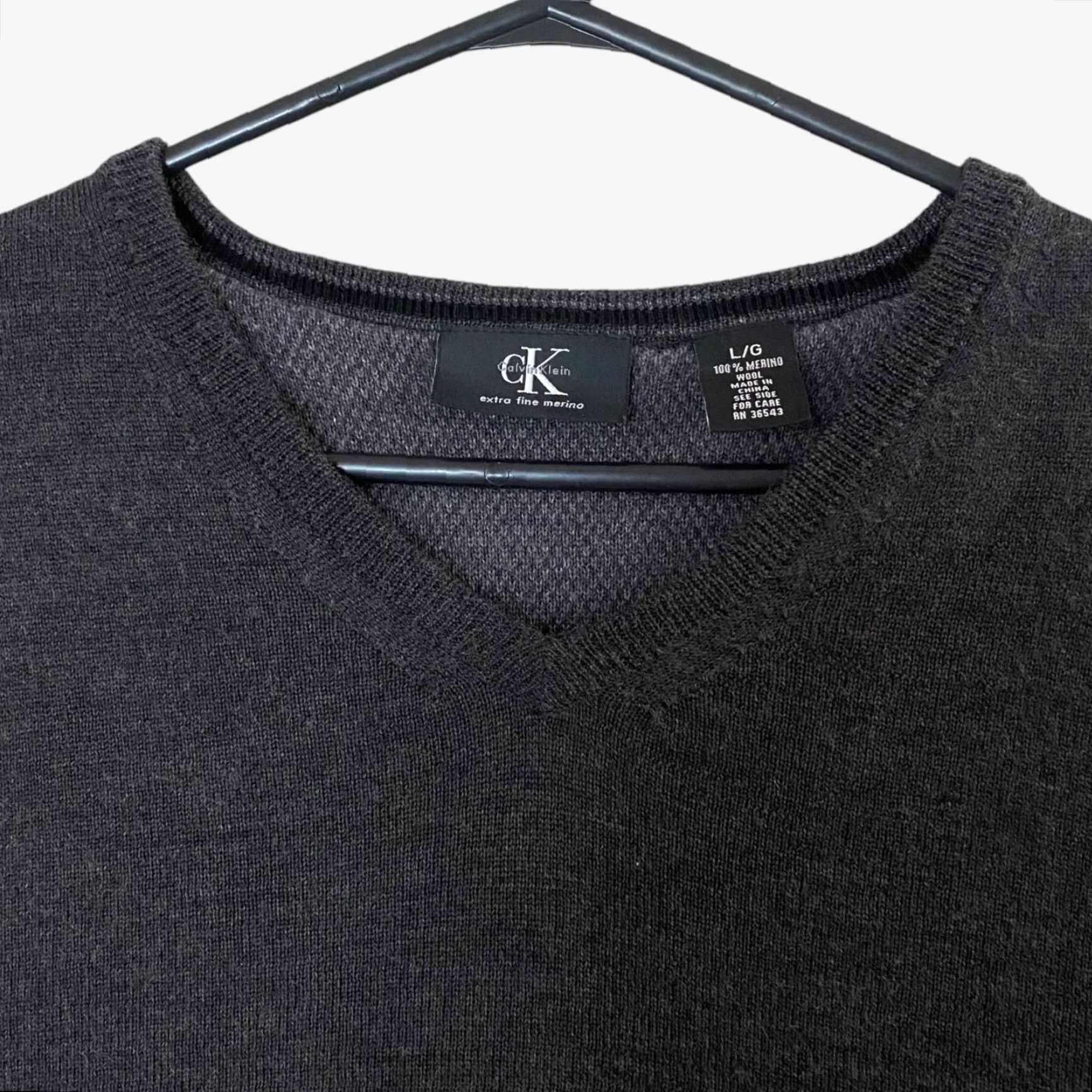Calvin Klein Calvin Klein Merino Wool Sweater Gray V-Neck Pullover Long Sleeve Men L" Size US L / EU 52-54 / 3 - 5 Thumbnail
