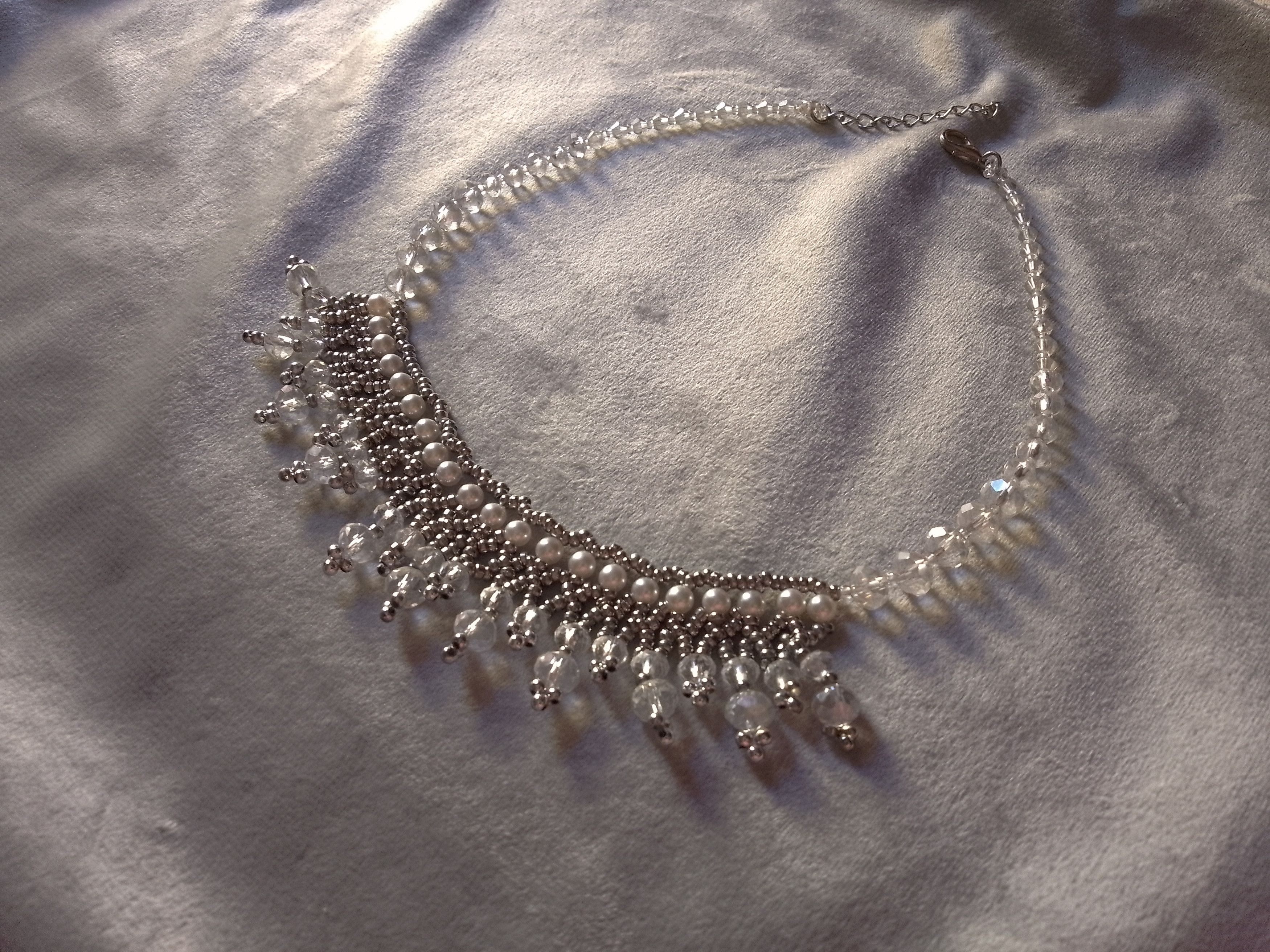 Handmade Necklace. Crystal, Elegant, Wedding. Pearls. Netted Size ONE SIZE - 5 Thumbnail