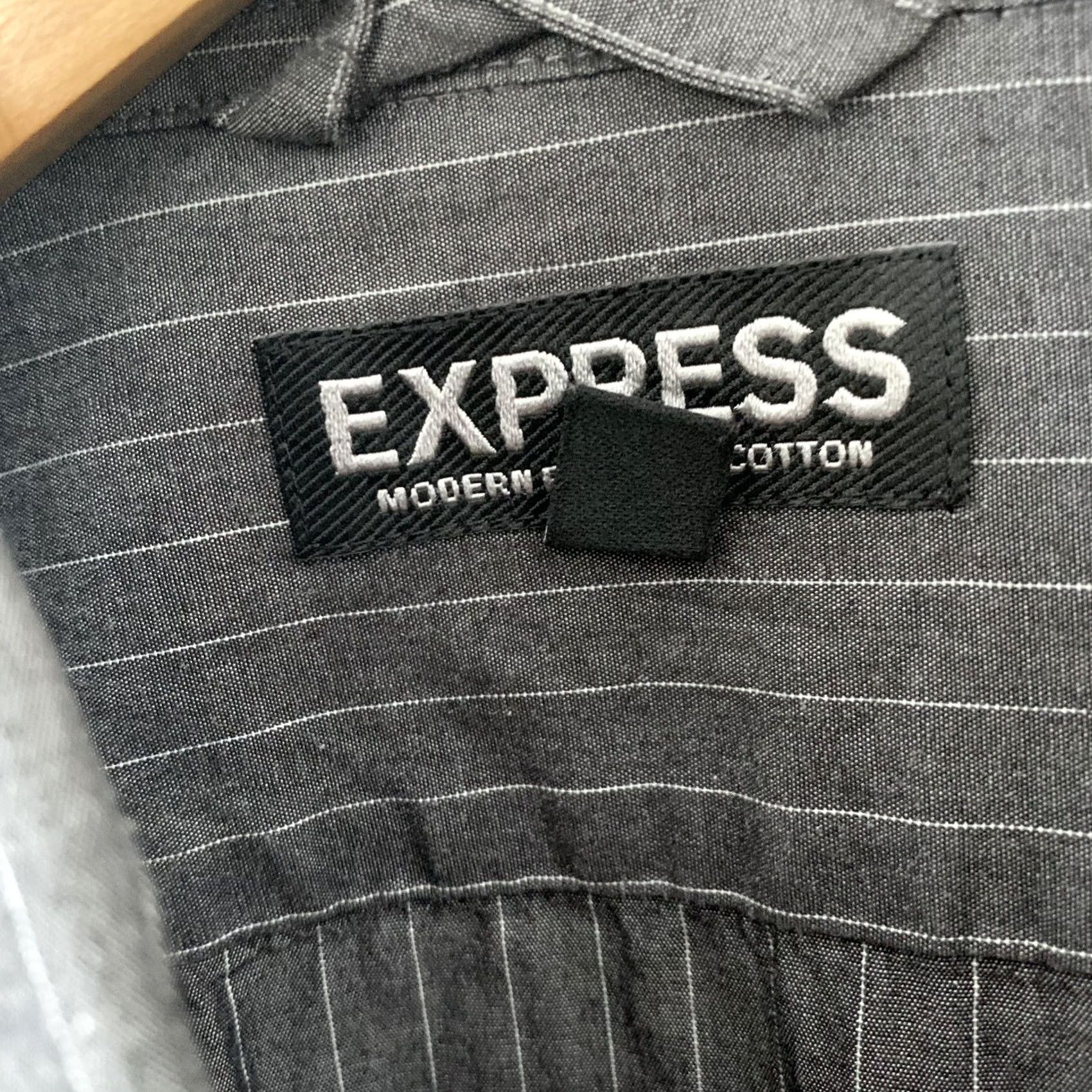 Express Express Shirt Mens Large Gray Double Pockets Utility Military Roll-Up Sleeve Shirt Size US L / EU 52-54 / 3 - 2 Thumbnail