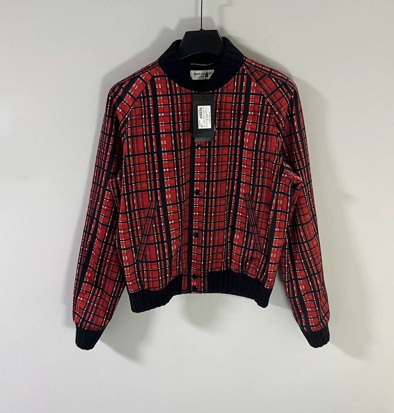 Saint Laurent Paris Saint Laurent Men's Plaid Bomber Jacket Size US M / EU 48-50 / 2 - 1 Thumbnail