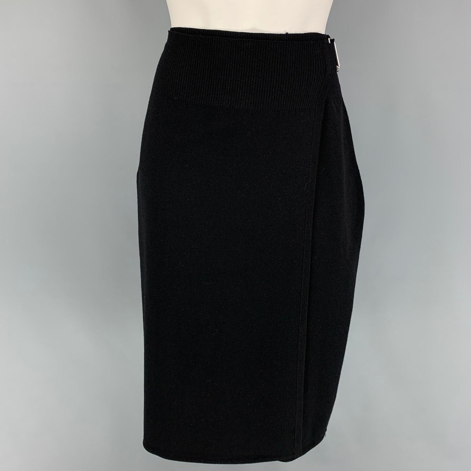 Helmut Lang HELMUT LANG Size L Black Wool Open Front Skirt Size 34" / US 12 / IT 48 - 1 Thumbnail