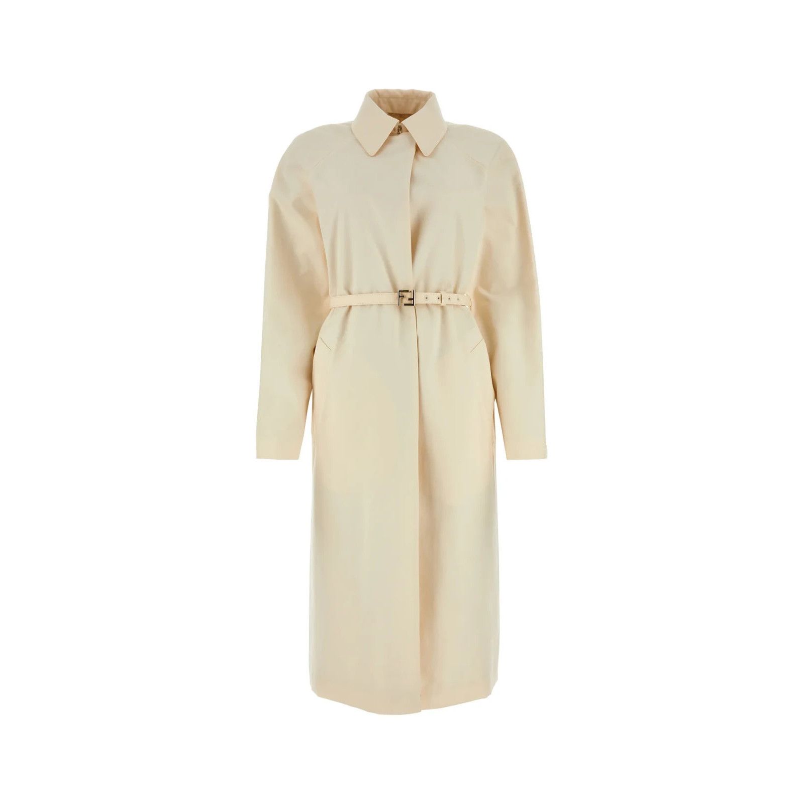 FENDI Ivory Polyester Blend Overcoat New & Authentic (Women'