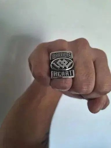 Jewelry x Ring Gold Plated Warrior Heart Ring ( Size 7 To 13 ) in Silver, Men's