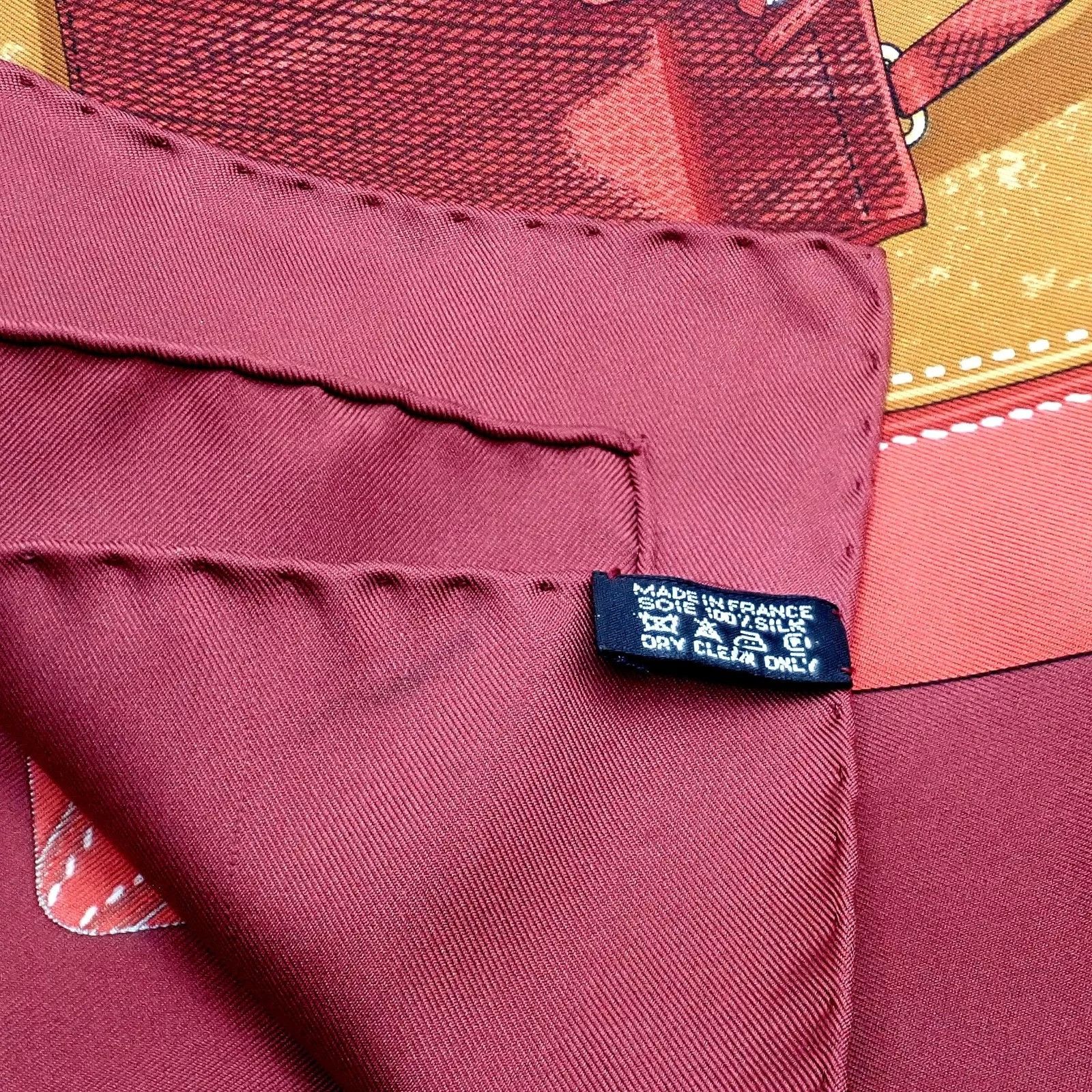 Hermes Hermes Brick Red Tout Cuir Vintage 90cm Silk Scarf Size ONE SIZE - 5 Thumbnail