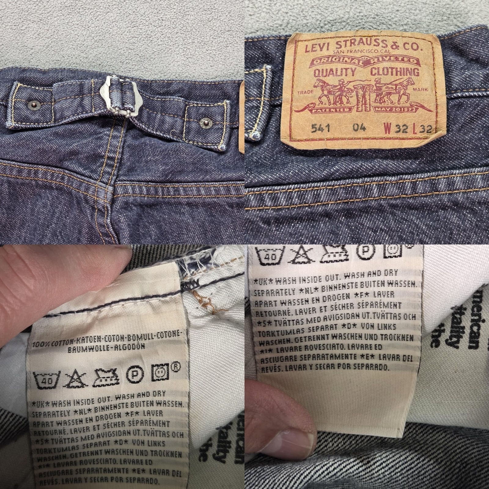 Levi's Levis 541 Jeans Mens Medium Wash Blue Tapered Buckle Cinch Back 30x30 32 Inseam Denim Cotton Distressed Pockets Button 541 Model 541 Levi's Size US 32 / EU 48 - 10 Thumbnail