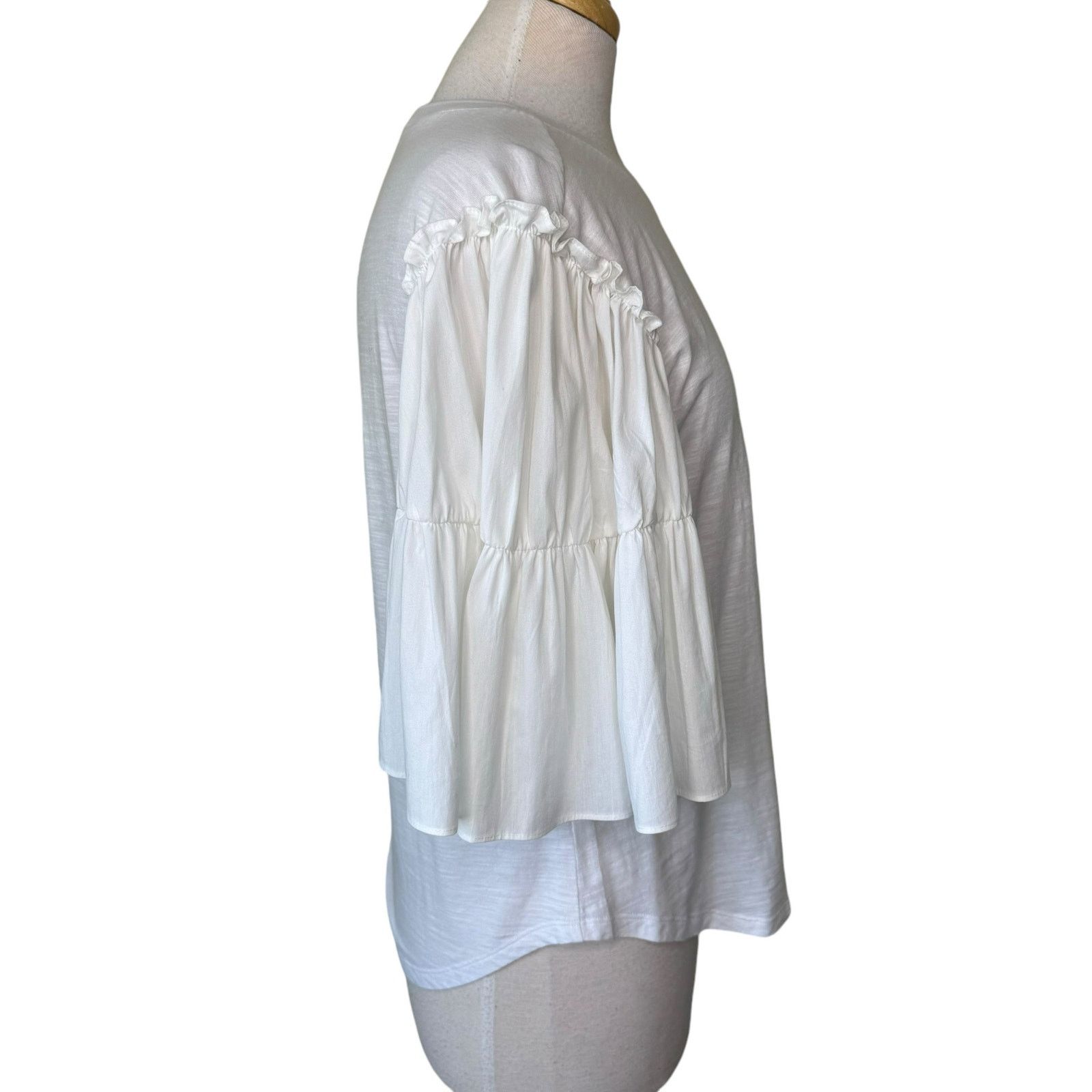 Cinq a Sept CINQ A SEPT Hailey Ruffle Top White Size Small 100% Cotton Size S / US 4 / IT 40 - 6 Thumbnail