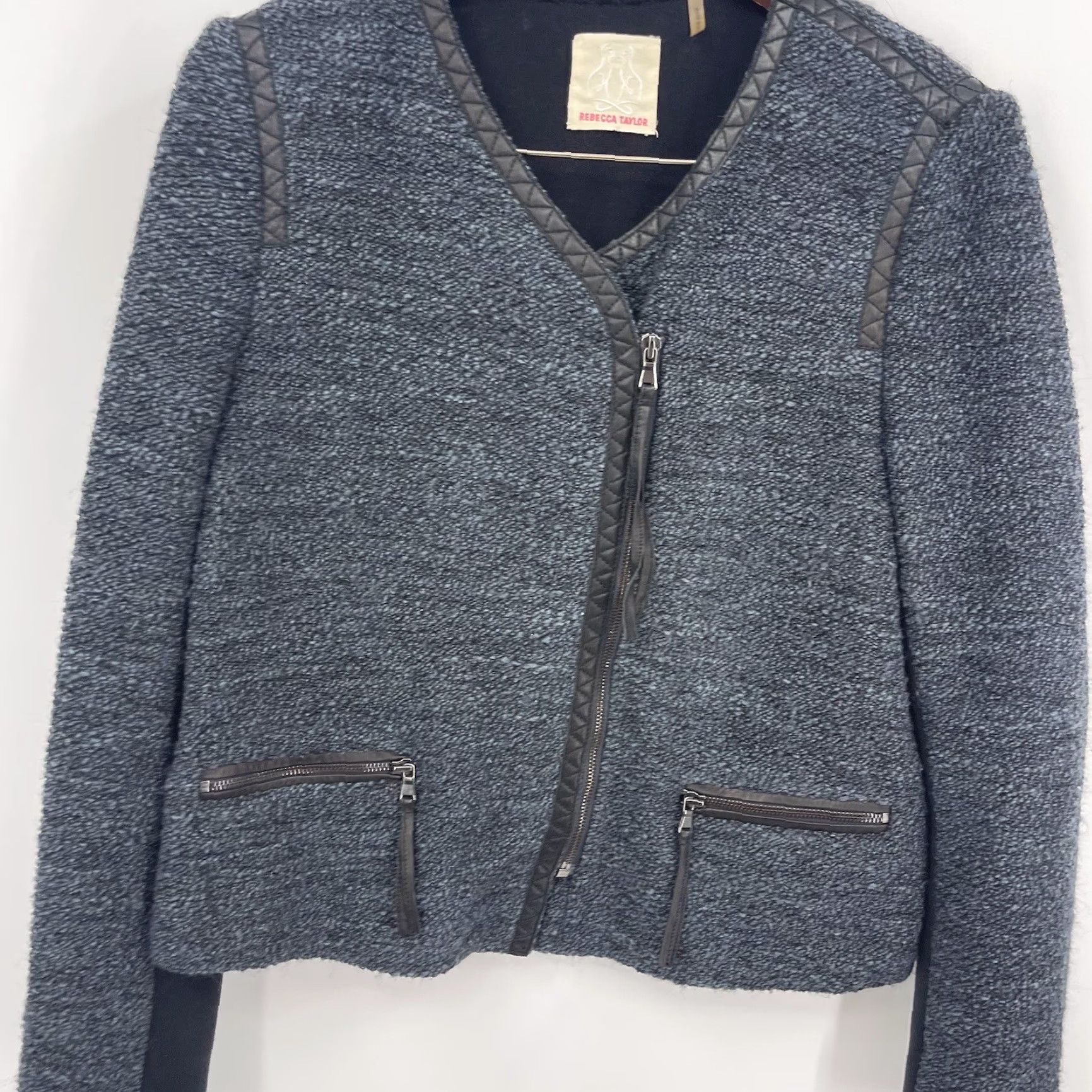 Rebecca Taylor VINTAGE Rebecca Taylor Blue Wool Tweed Blazer Women M Classic Wool Blend Formal Office Casual Size M / US 6-8 / IT 42-44 - 2 Thumbnail