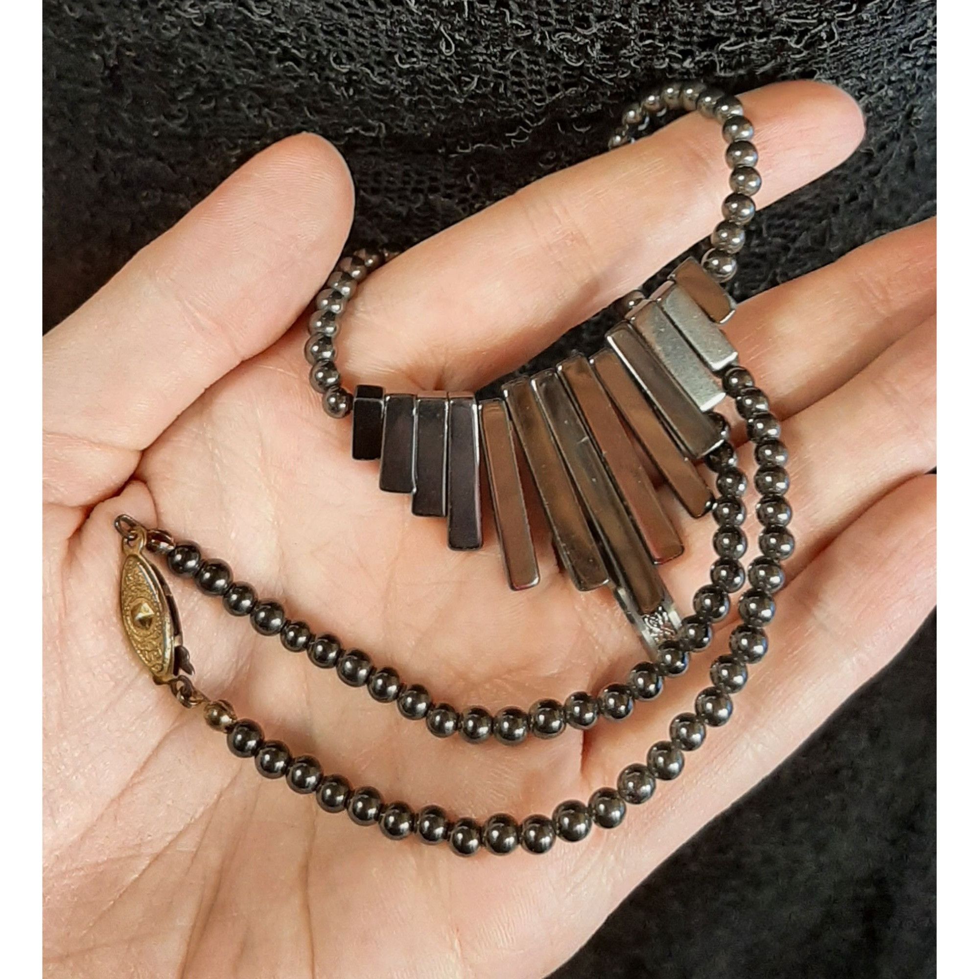 Other Hematite Beaded Necklace With Graduated Rectangular Pendant Size ONE SIZE - 3 Thumbnail