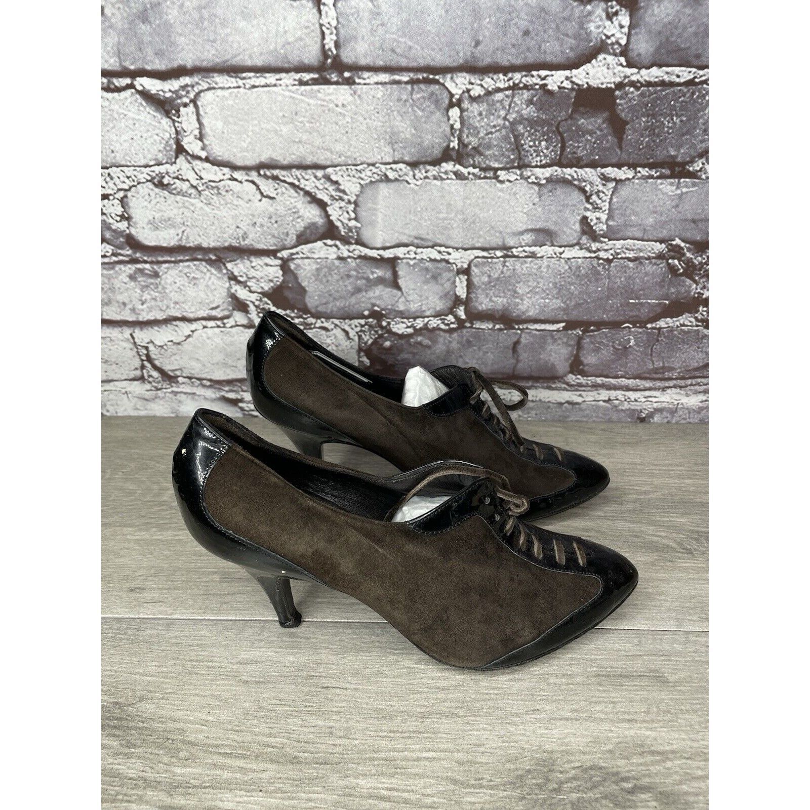 Barneys New York Barneys New York Co-op Brown Suede Oxfords Heel LaceShoes Wo Size US 6 / IT 36 - 24 Thumbnail