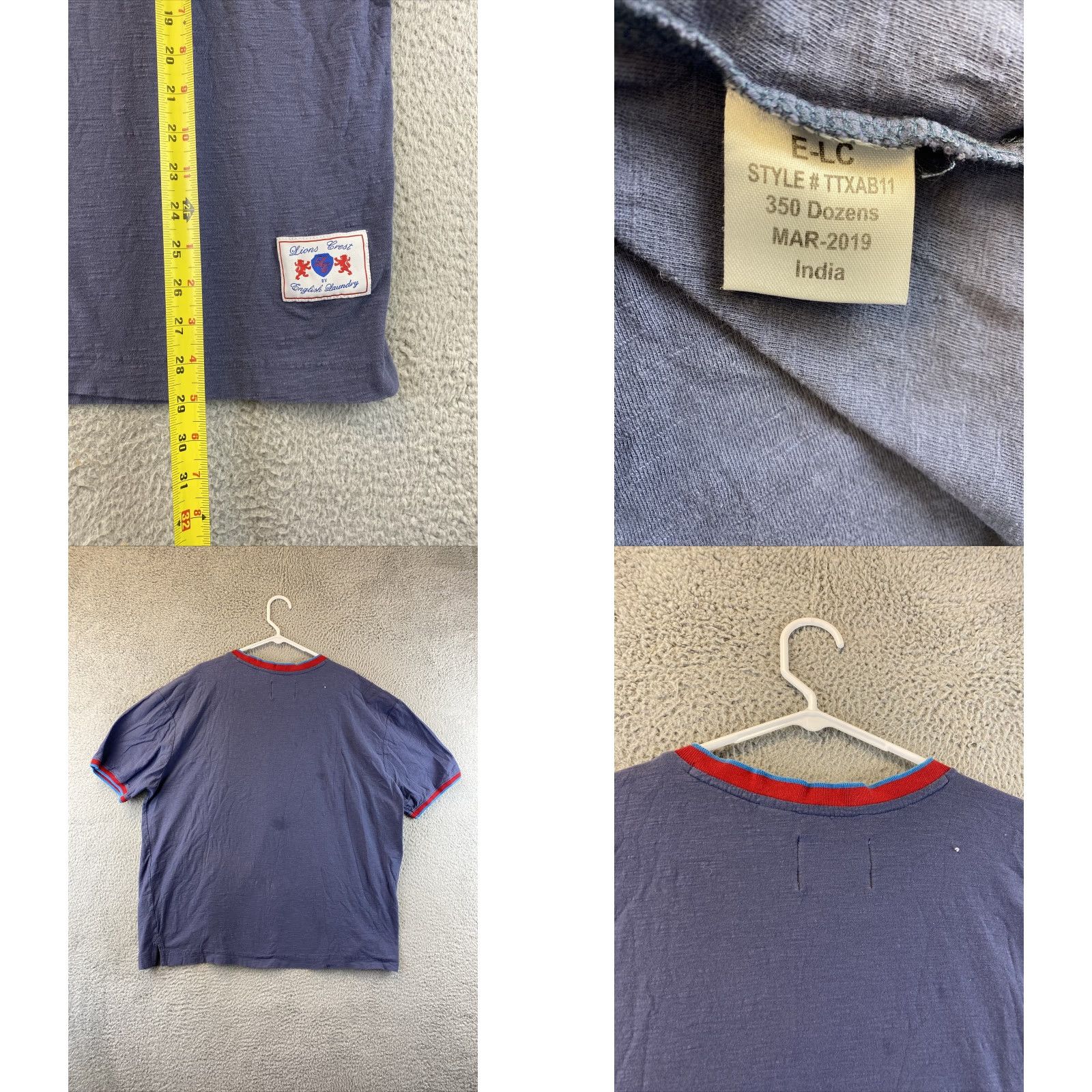 English Laundry Lions Crest Shirt Mens Adult L Gray Red Logo Jersey Short Sleeve Casual /91-55 - English Laundry T-Shirt Men’s Regular Fit All Seasons Logo Tee Size US XXL / EU 58 / 5 - 8 Thumbnail