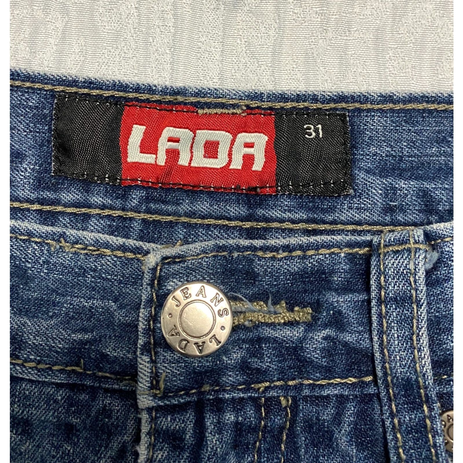 Vintage LADA Jeans Straight 30x31 Blue Distressed Mens Jeans 30 Regular Blue Denim 5-Pocket Style Straight Mens Size US 30 / EU 46 - 3 Thumbnail