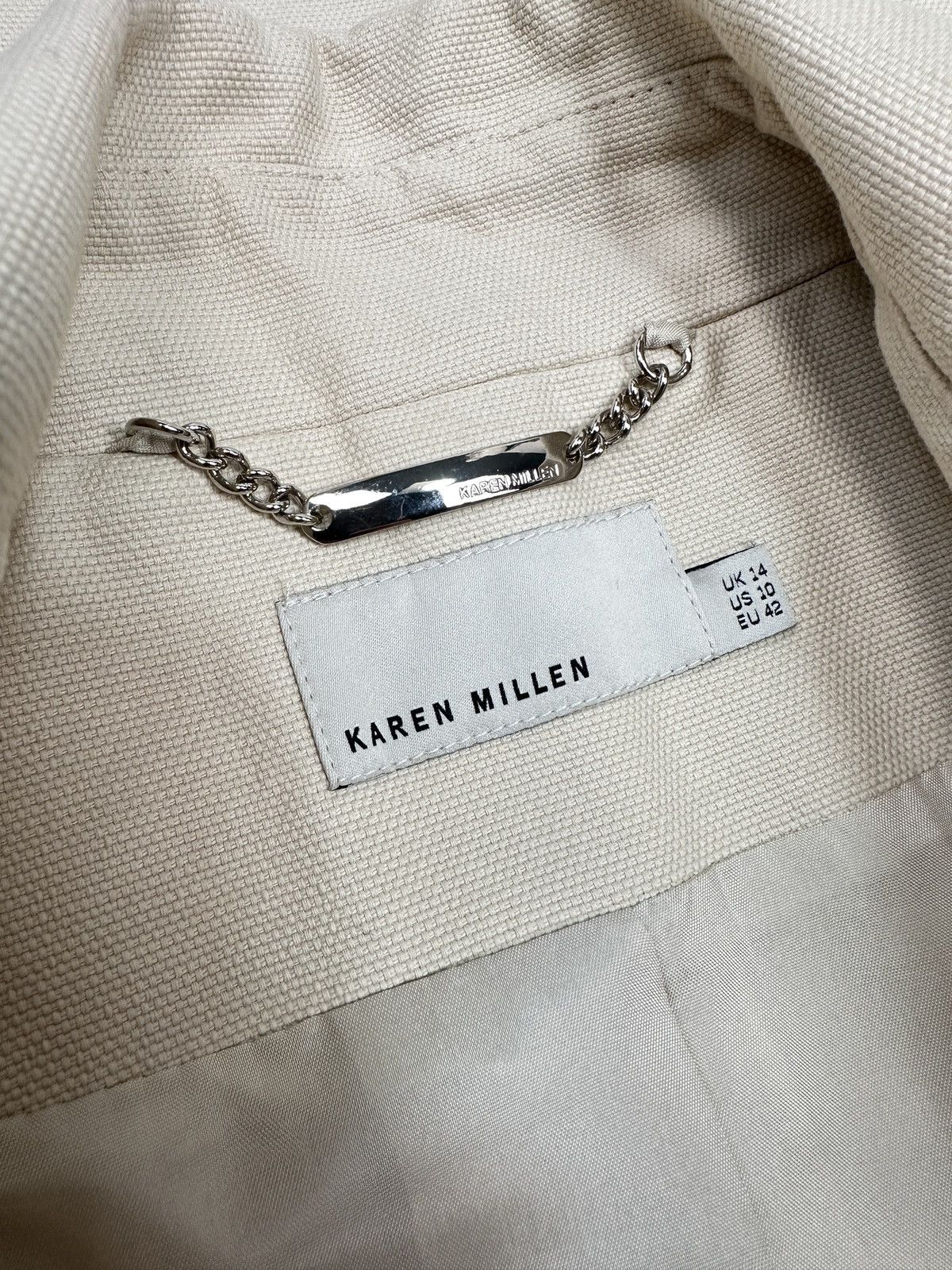 Karen Millen KAREN MILLEN Trench Coat Mac Asymmetrical Ivory Jacket UK 14 Size L / US 10 / IT 46 - 5 Thumbnail