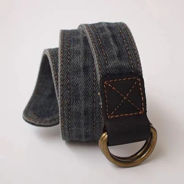Japanese Brand Street double pin buckle design vintage denim belt 47in Size ONE SIZE - 3 Thumbnail