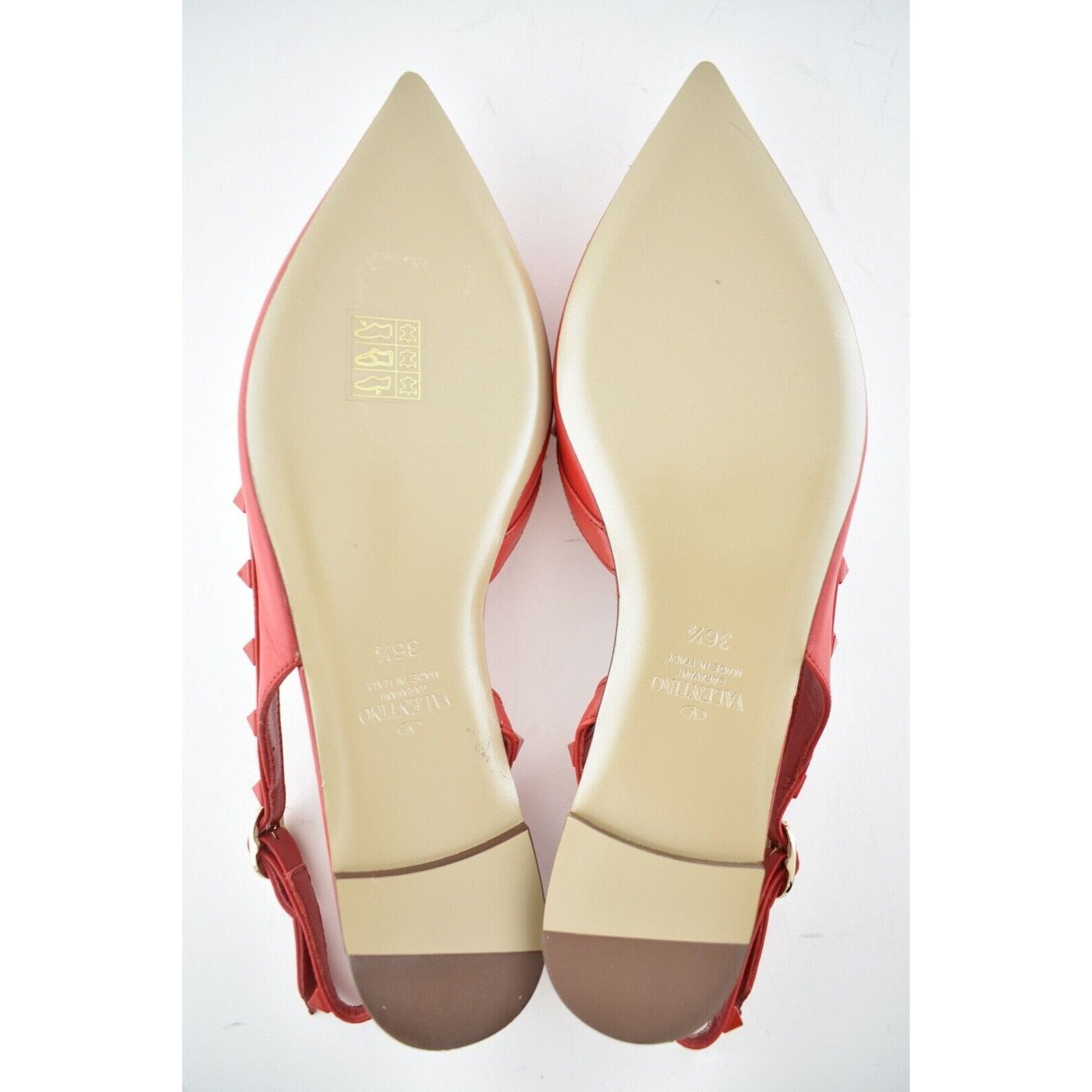 Valentino Valentino Rockstud Red Tonal Stud Pointed Slingback Ballet Size US 6.5 / IT 36.5 - 12 Thumbnail