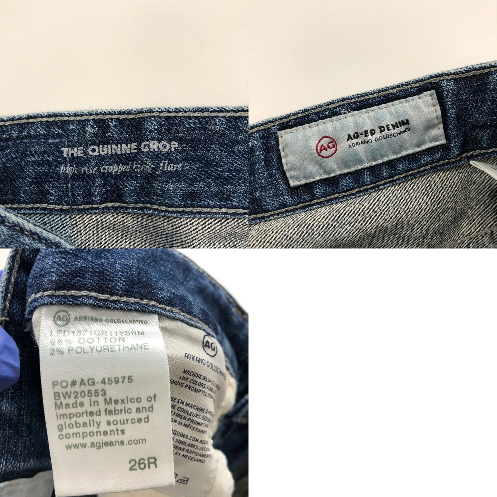 Vintage AG Adriano Goldschmied The Quinne High Rise Cropped Kick Flare Jeans 26 (Fits 27W 26L) Women Regular Blue 5-Pocket Denim Slim Stretch Vintage No Size ONE SIZE - 8 Thumbnail