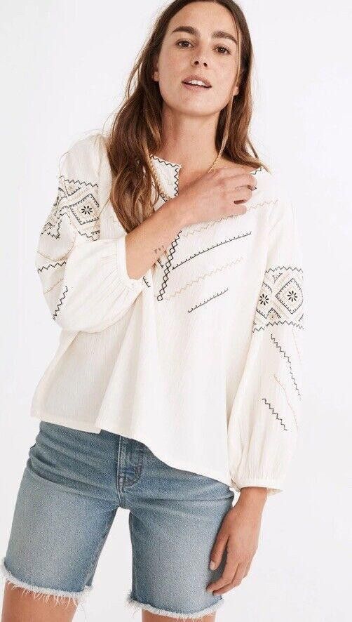 Madewell Madewell embroidered peasant top Sz L Size L / US 10 / IT 46 - 1 Thumbnail