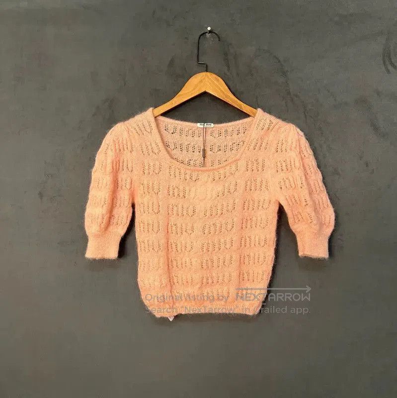 Miu Miu Miu Miu Pink Short-Sleeve Wool T-Shirt . Size XS / US 0-2 / IT 36-38 - 1 Thumbnail