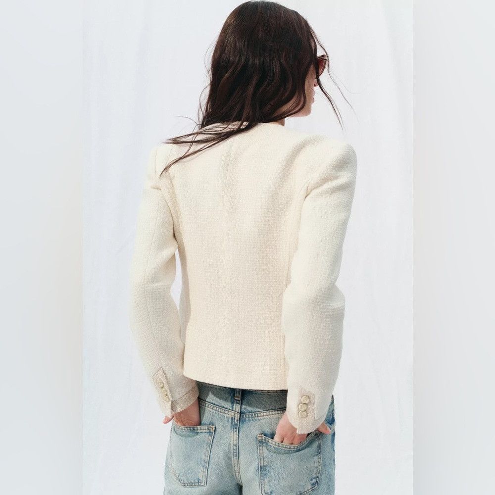 Zara ZARA ROUND NECK TEXTURED BLAZER SIZE L Size L / US 10 / IT 46 - 7 Thumbnail