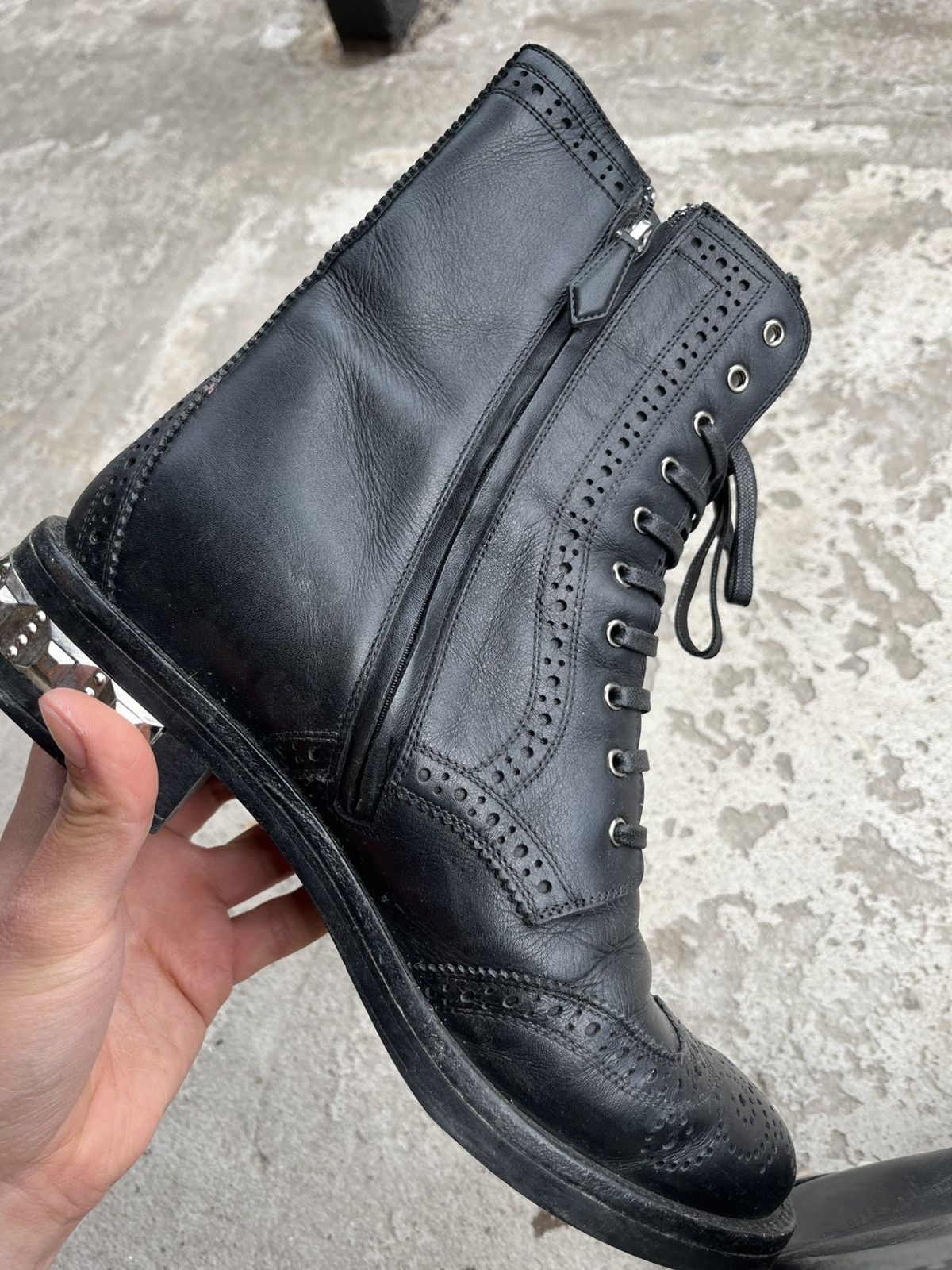 Prada MIU MIU Leather Studded Heels Combat Boots Y2K Shoes Size US 8 / IT 38 - 17 Thumbnail