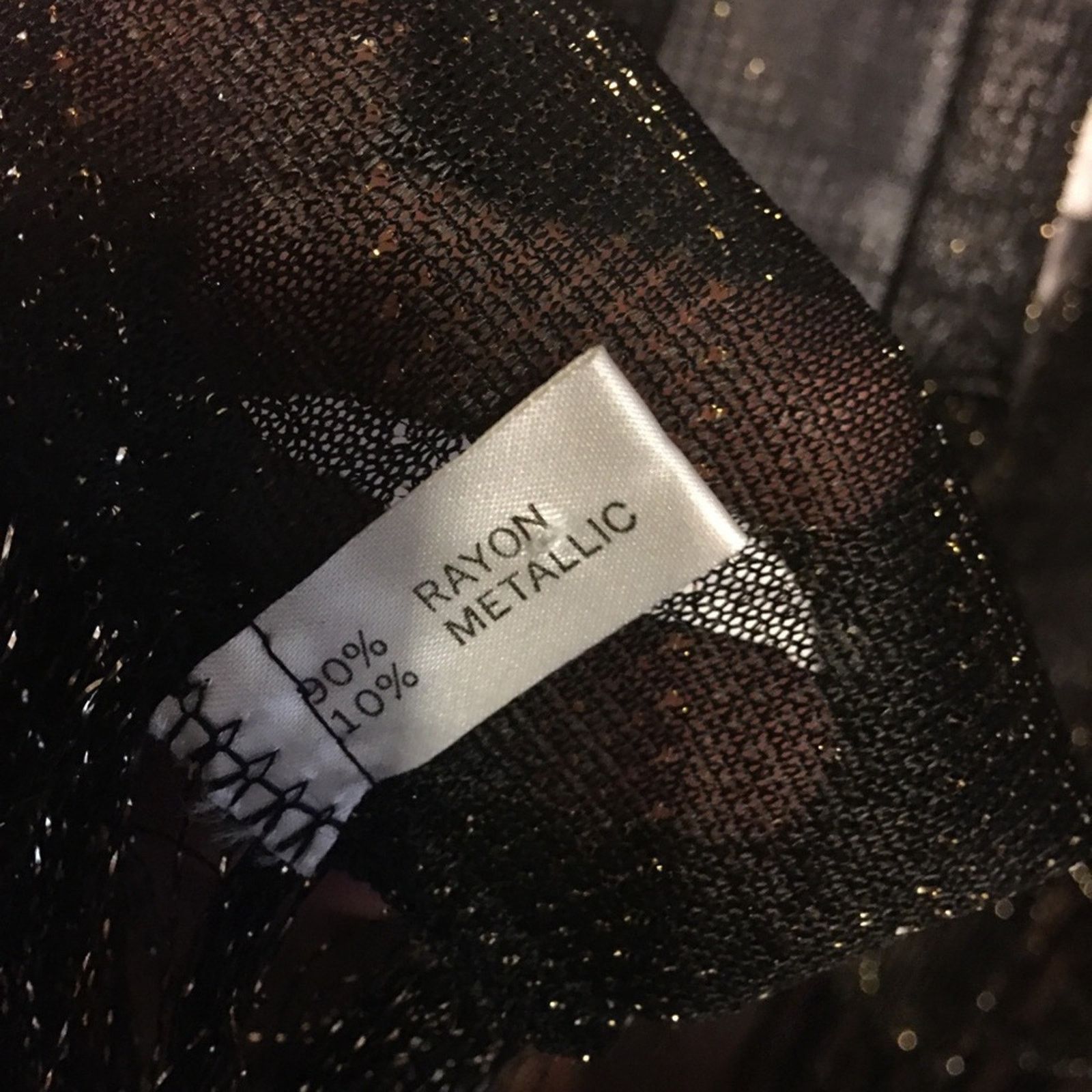 Vintage Vintage black with gold metallic thread scarf wrap Size ONE SIZE - 2 Thumbnail