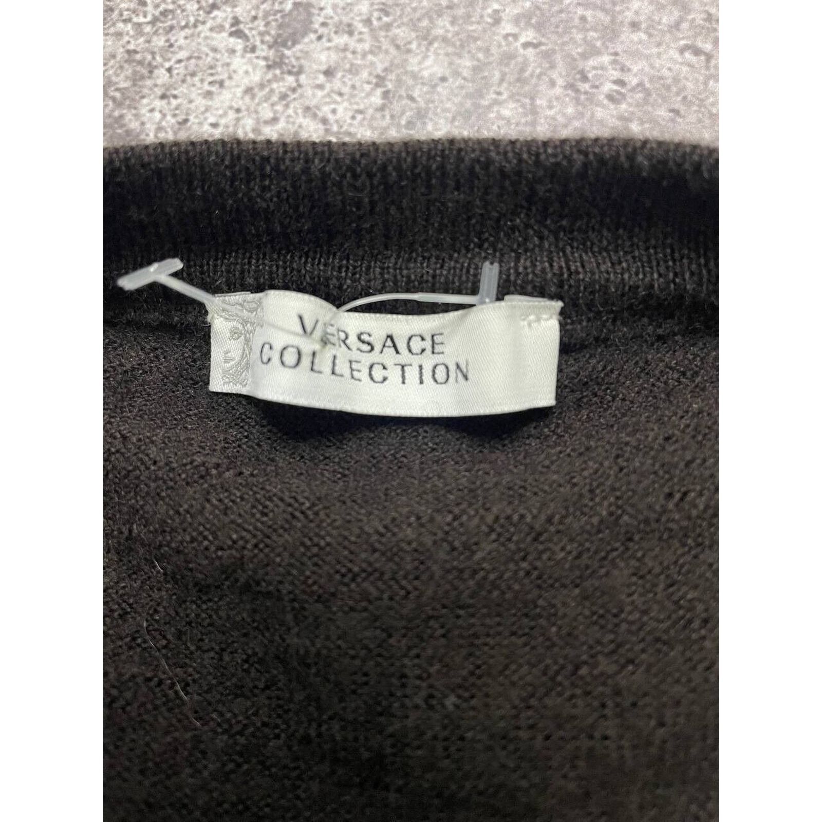 Versace × Vintage Vintage Versace Black Sweater Merino Logo Embroidery Neck S Size US S / EU 44-46 / 1 - 4 Thumbnail